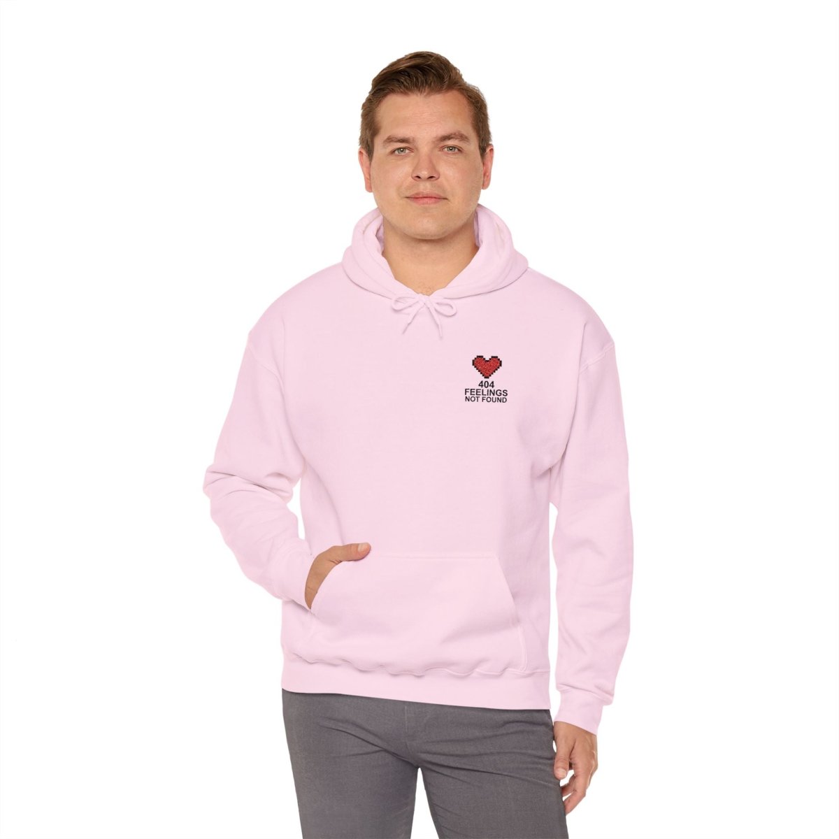"404 Feelings Not Found" Embroidery Design Unisex Heavy Blend™ Hooded Sweatshirt - AI Tee Hero