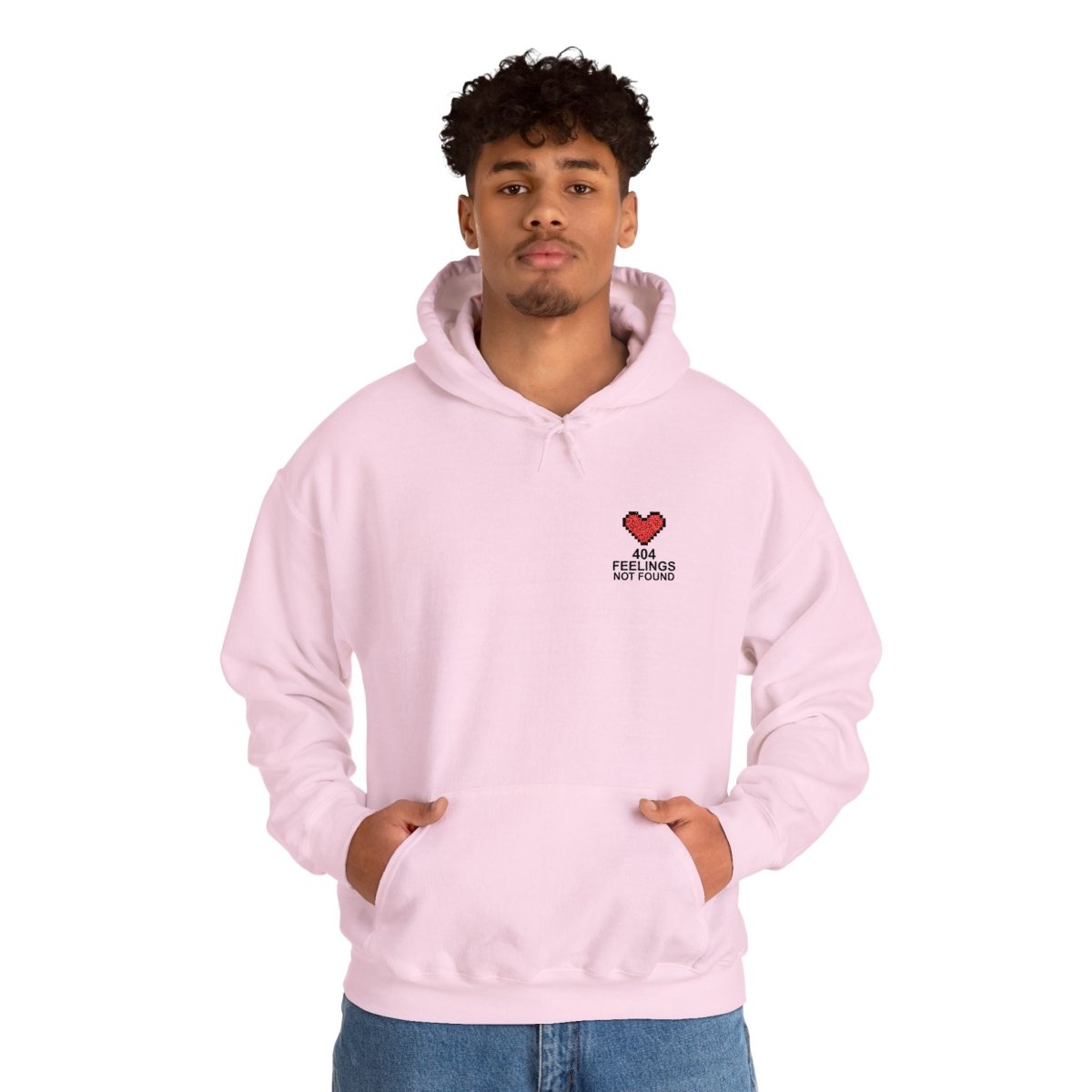 "404 Feelings Not Found" Embroidery Design Unisex Heavy Blend™ Hooded Sweatshirt - AI Tee Hero