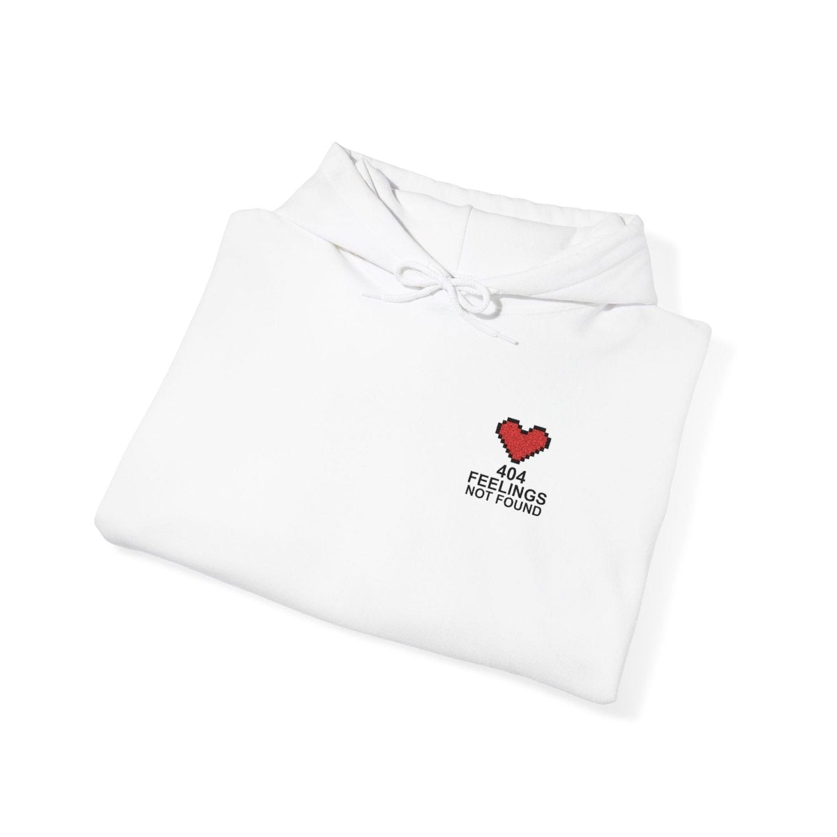 "404 Feelings Not Found" Embroidery Design Unisex Heavy Blend™ Hooded Sweatshirt - AI Tee Hero