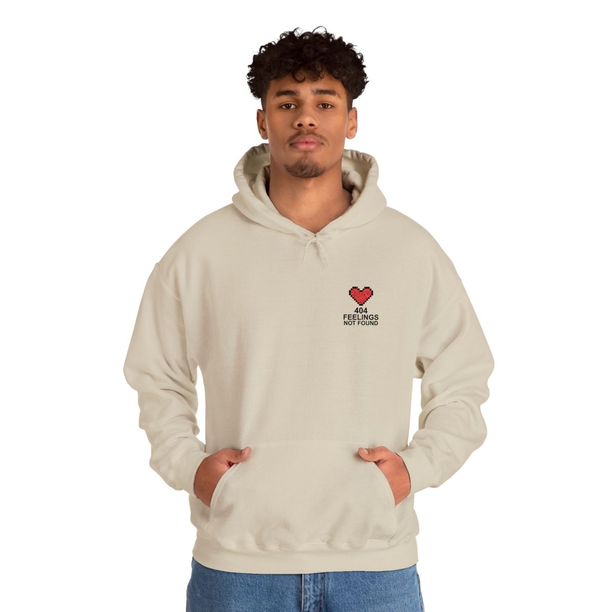 "404 Feelings Not Found" Embroidery Design Unisex Heavy Blend™ Hooded Sweatshirt - AI Tee Hero