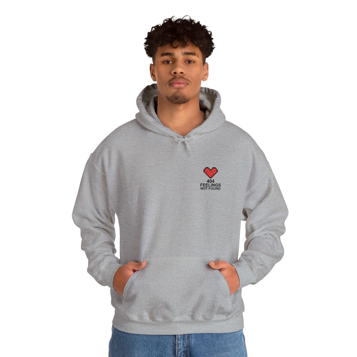 "404 Feelings Not Found" Embroidery Design Unisex Heavy Blend™ Hooded Sweatshirt - AI Tee Hero