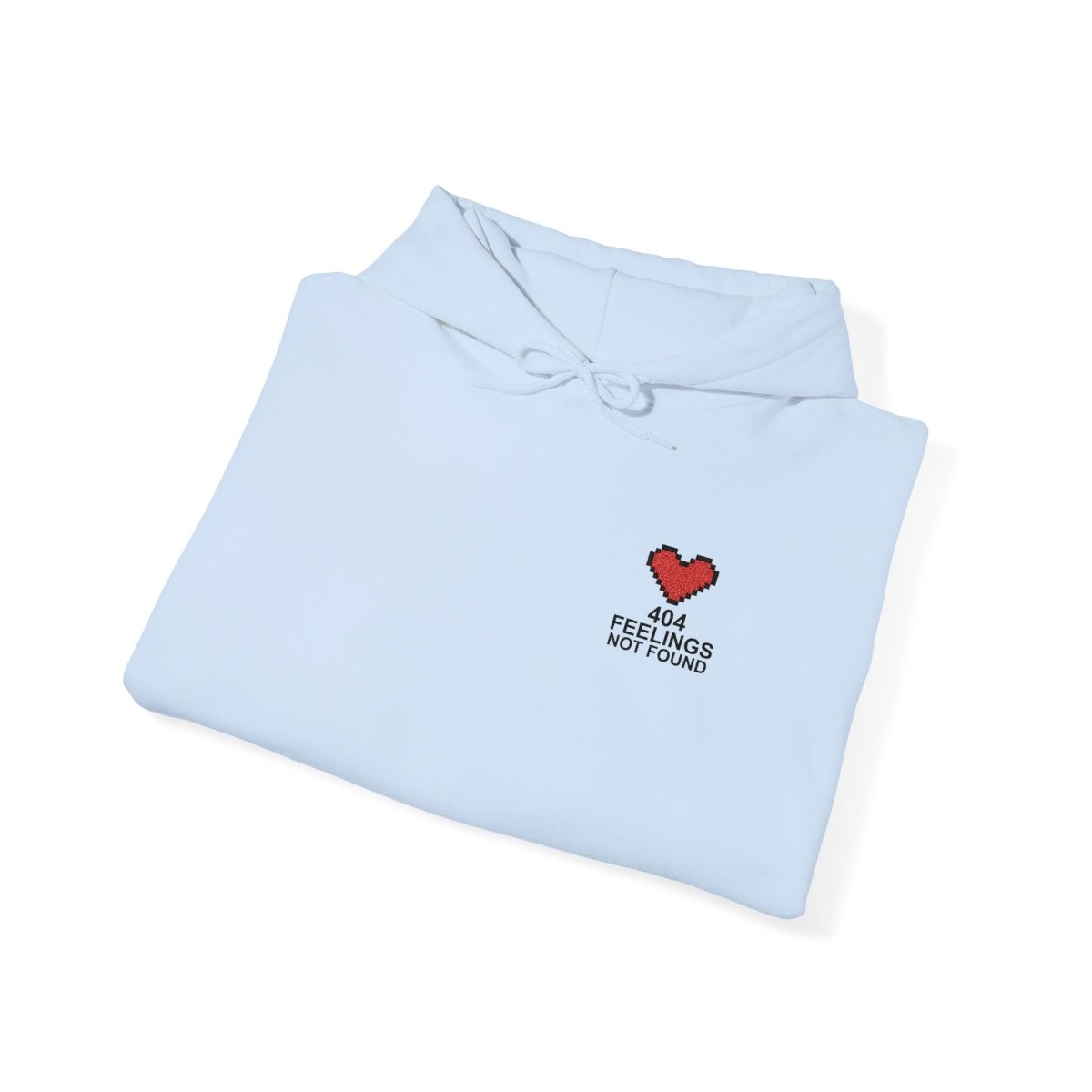 "404 Feelings Not Found" Embroidery Design Unisex Heavy Blend™ Hooded Sweatshirt - AI Tee Hero