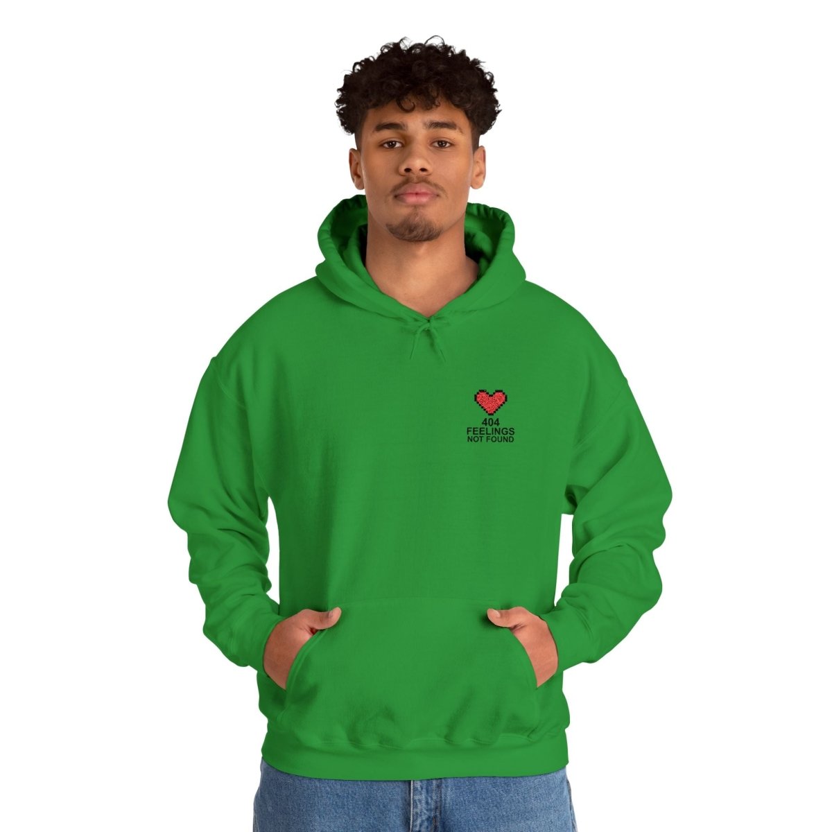 "404 Feelings Not Found" Embroidery Design Unisex Heavy Blend™ Hooded Sweatshirt - AI Tee Hero