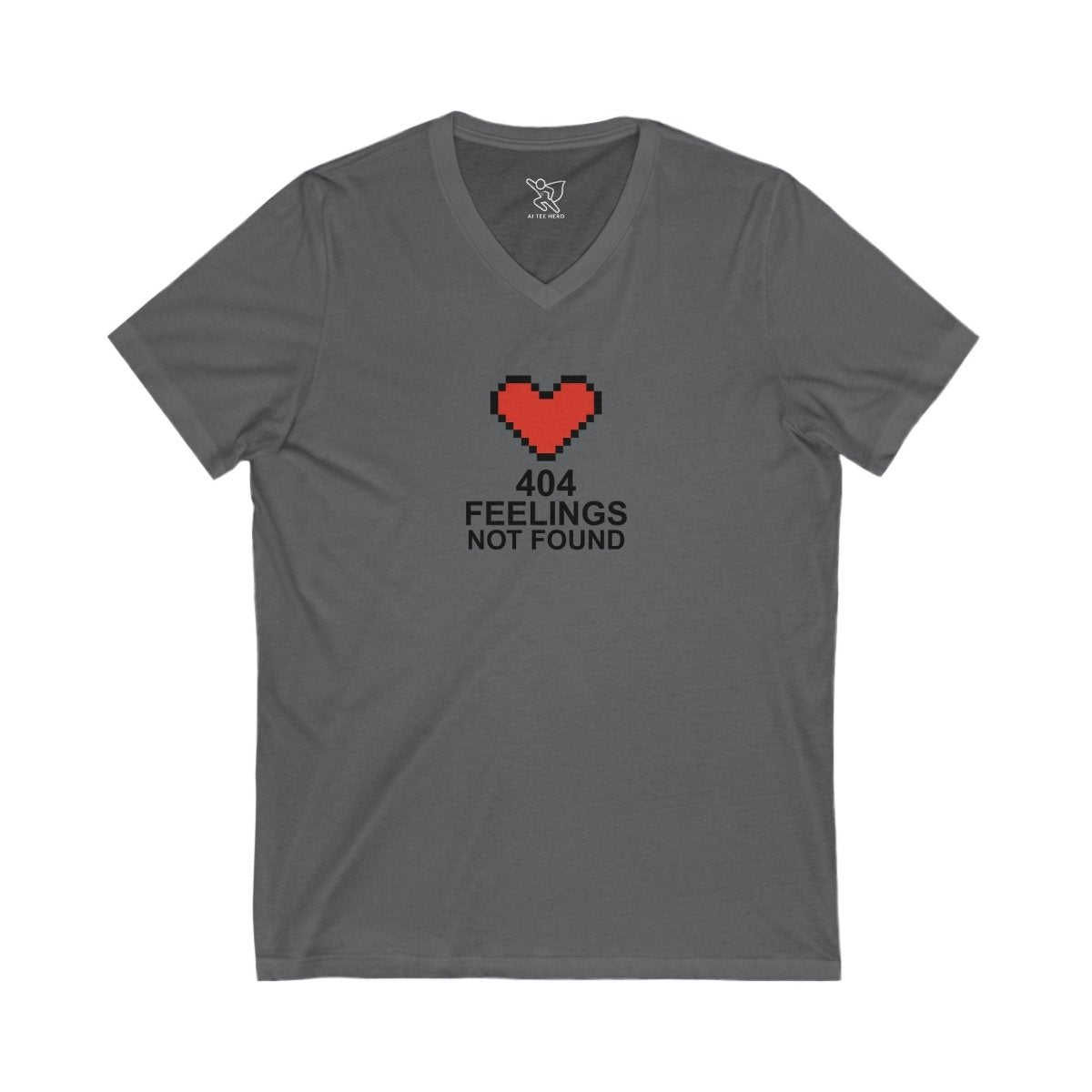 "404 Feelings Not Found" Unisex Jersey V - Neck Shirt for Gamers, Valentine's Day, Birthday Gift, Casual Wear, Humor Clothing CW - 1 black - AI Tee Hero