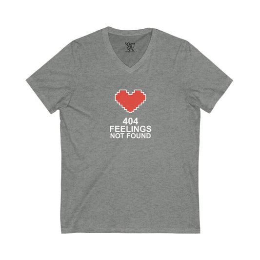 "404 Feelings Not Found" Unisex Jersey V - Neck Shirt for Gamers, Valentine's Day, Birthday Gift, Casual Wear, Humor Clothing CW2 - white - AI Tee Hero