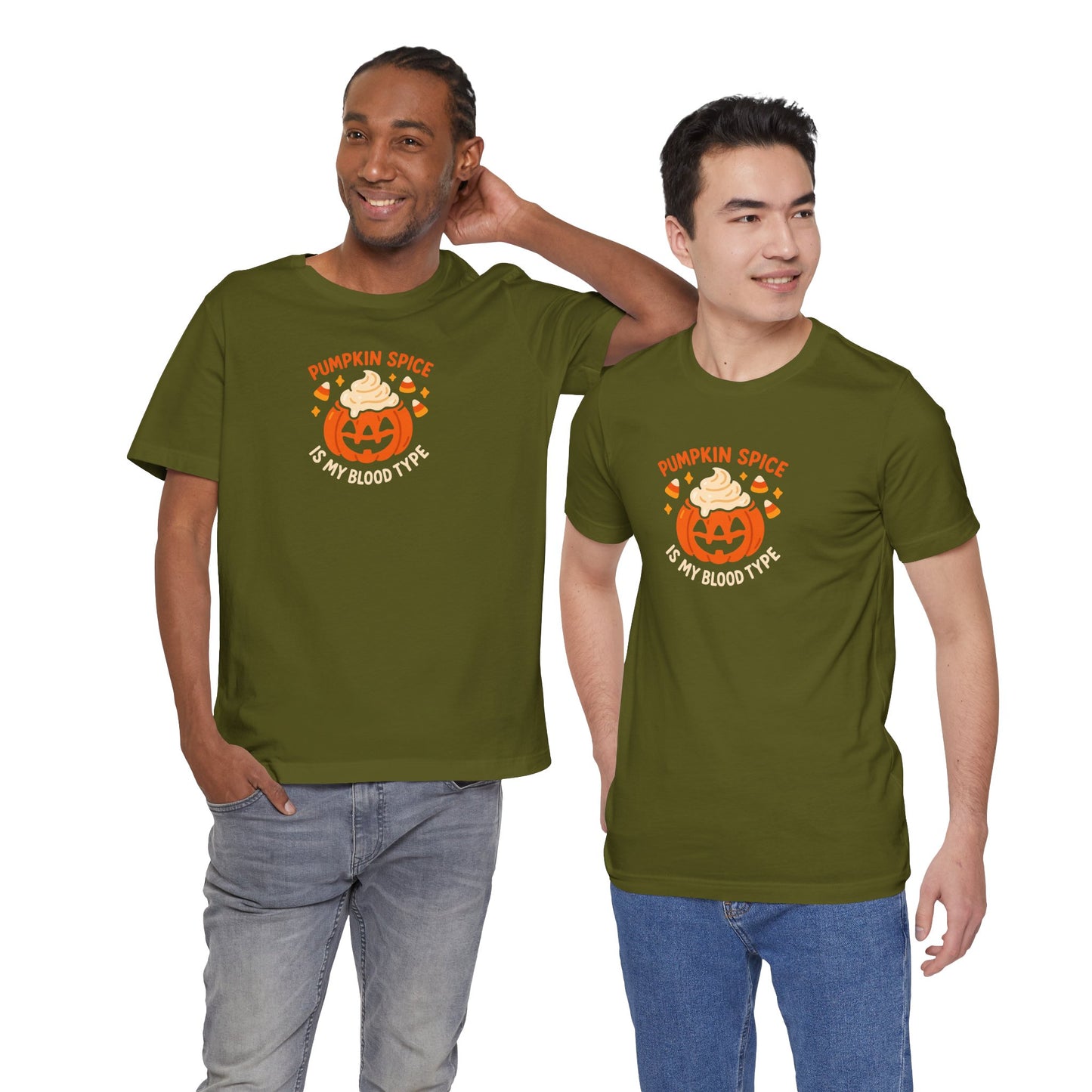 "Pumpkin Spice is My Blood Type" Short Sleeve Tee Fall Fashion, Halloween Shirt, Coffee Lover Gift, Autumn Wardrobe, Seasonal Tee