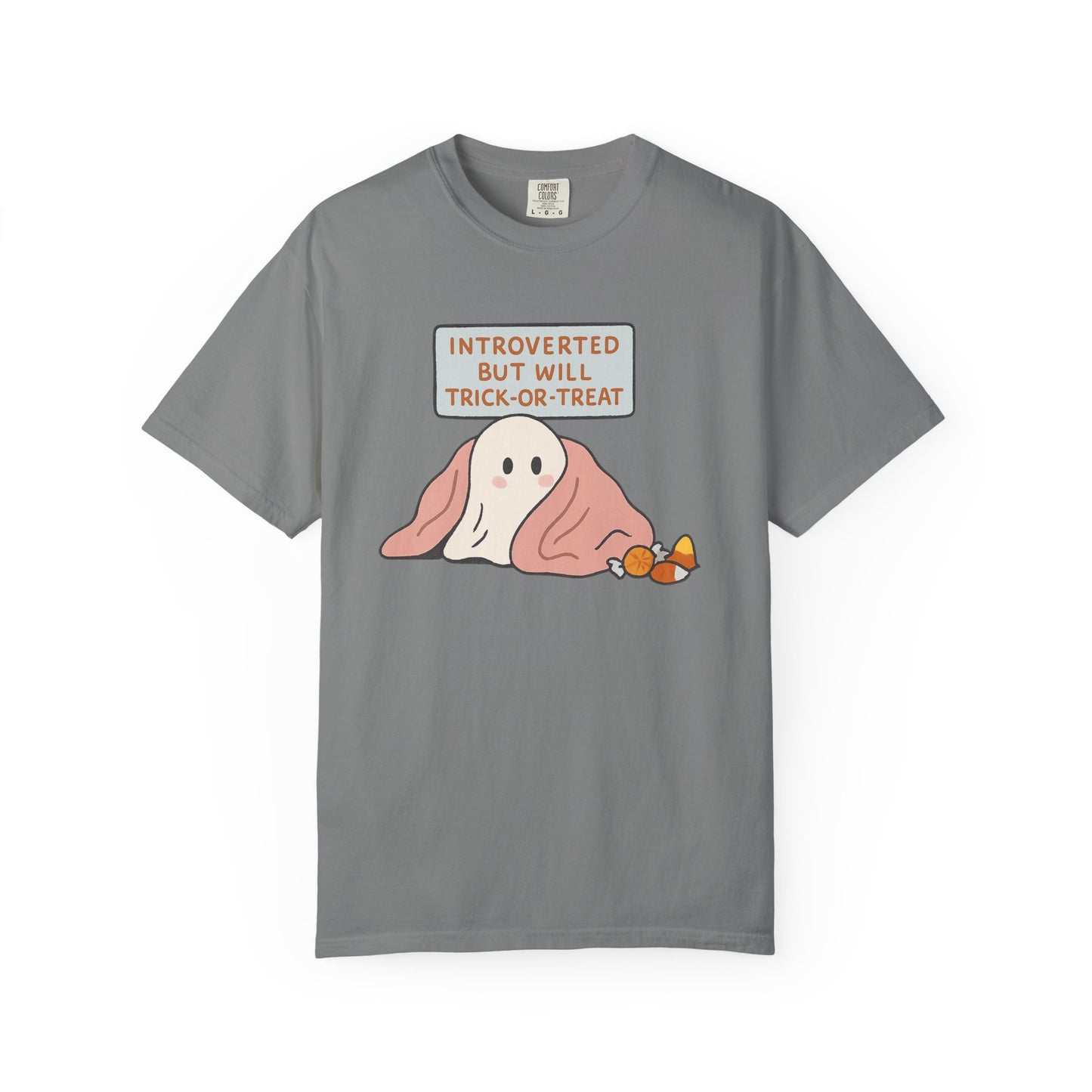 "Introverted But Will Trick or Treat" Unisex Halloween Tee, Funny Trick-or-Treat Shirt, Spooky Season Apparel, Gift for Introverts