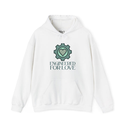 "Engineered for Love" Hoodie Cozy Unisex Sweatshirt, Perfect Gift for Engineers, Valentine's Day, Casual Wear, Birthday Present CW-1 Teal