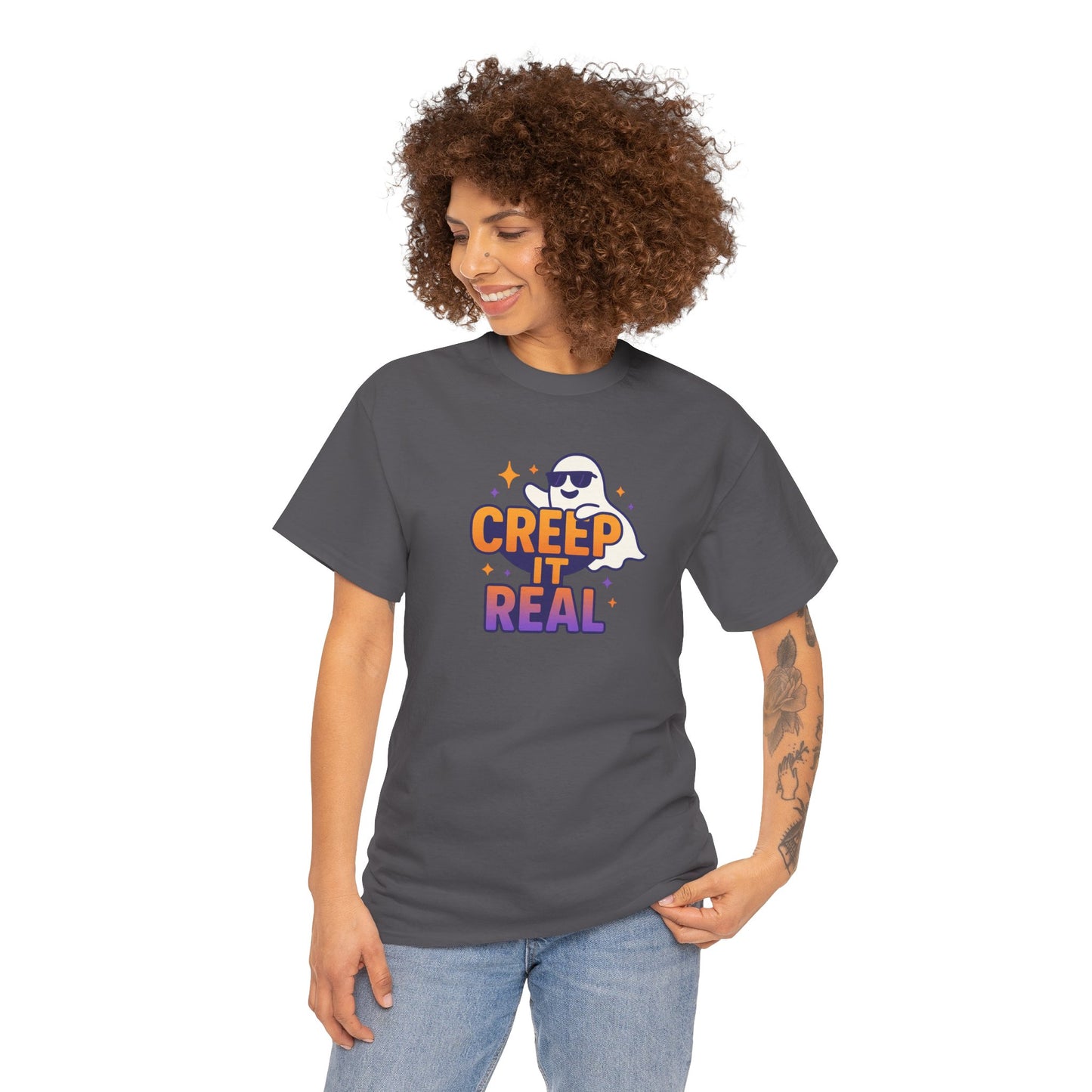 "Creep It Real" Halloween Humor Unisex Graphic Shirt, Ghost Lover Gift, Spooky Season Apparel, Funny Halloween T-Shirt