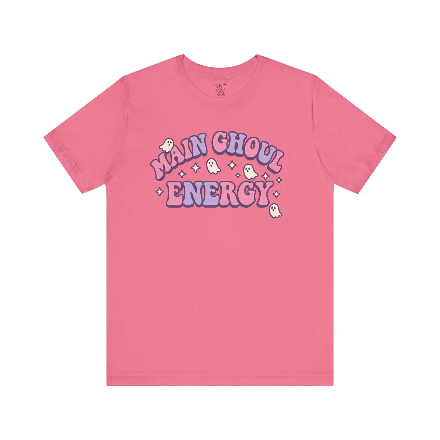 "Main Ghoul Energy" Unisex Short Sleeve T-Shirt, Halloween Party Shirt, Cute Graphic Tee, Gift for Ghost Lovers, Trendy Casual Wear