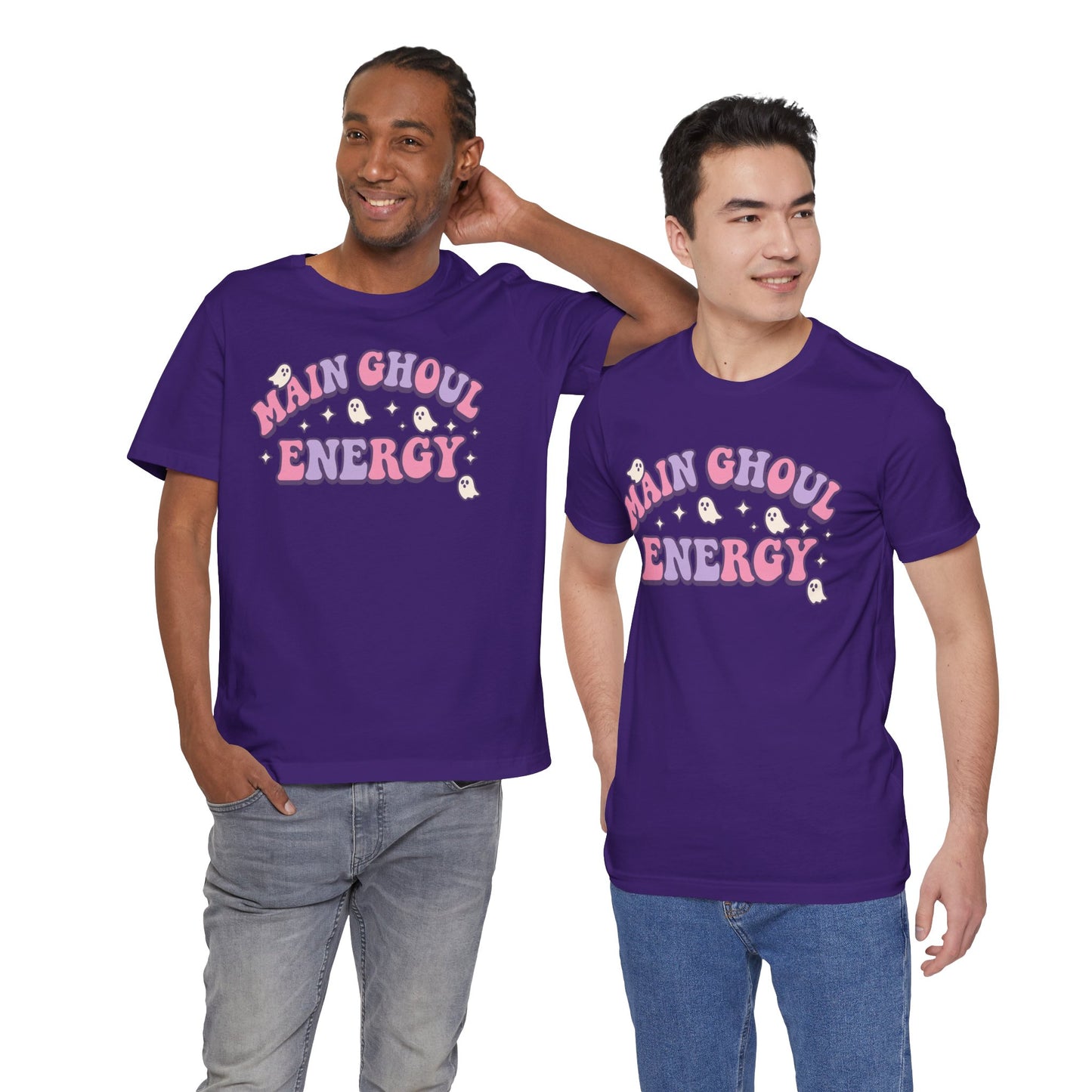 "Main Ghoul Energy" Unisex Short Sleeve T-Shirt, Halloween Party Shirt, Cute Graphic Tee, Gift for Ghost Lovers, Trendy Casual Wear