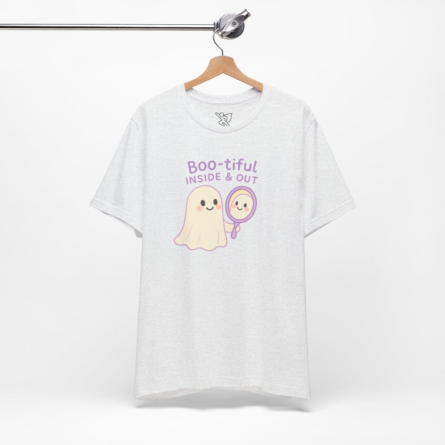 "Boo-tiful Inside Out" Ghost Tee, Cute Halloween Shirt, Unisex Short Sleeve T-Shirt, Fall Apparel, Spooky Vibes, Gift for Halloween Lovers
