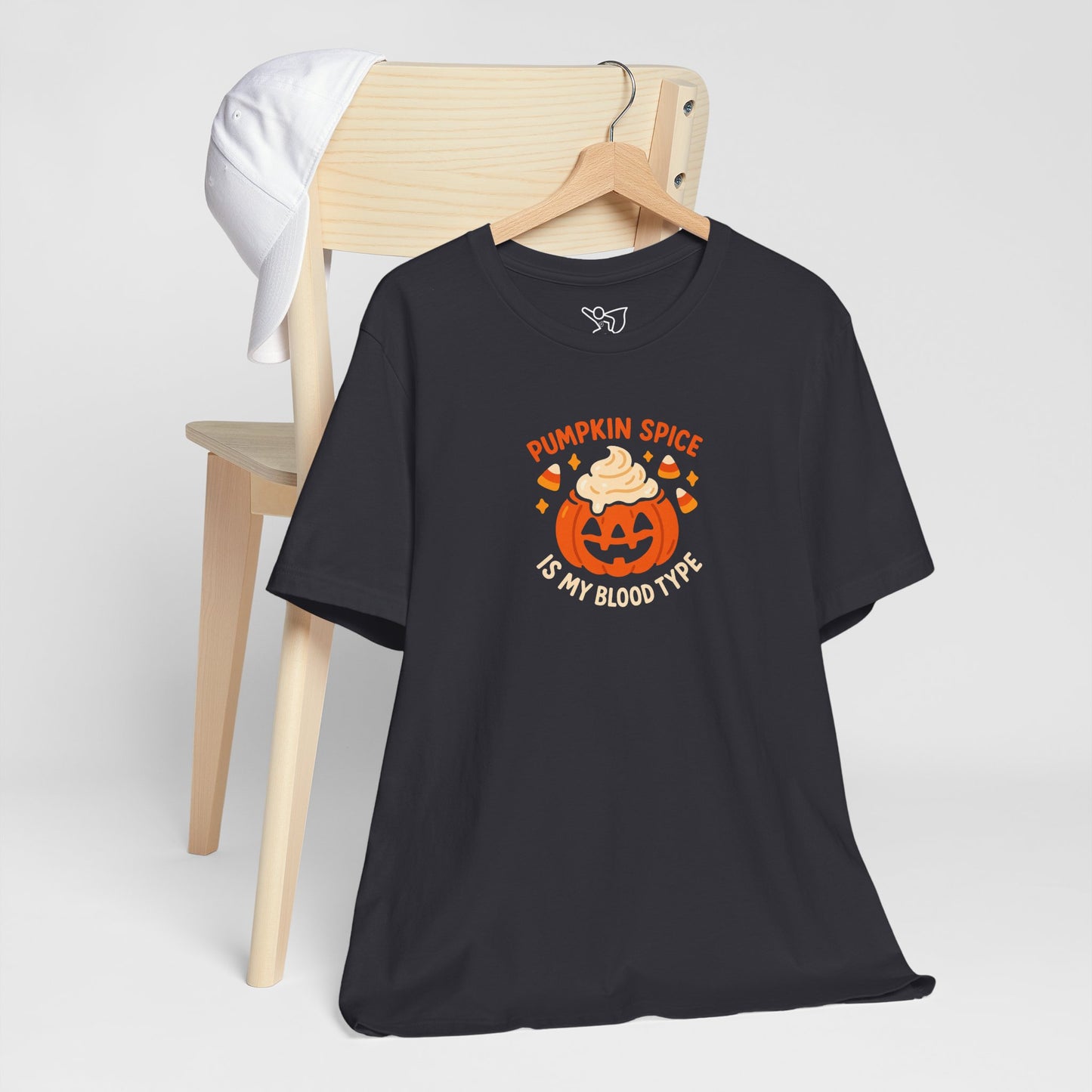 "Pumpkin Spice is My Blood Type" Short Sleeve Tee Fall Fashion, Halloween Shirt, Coffee Lover Gift, Autumn Wardrobe, Seasonal Tee
