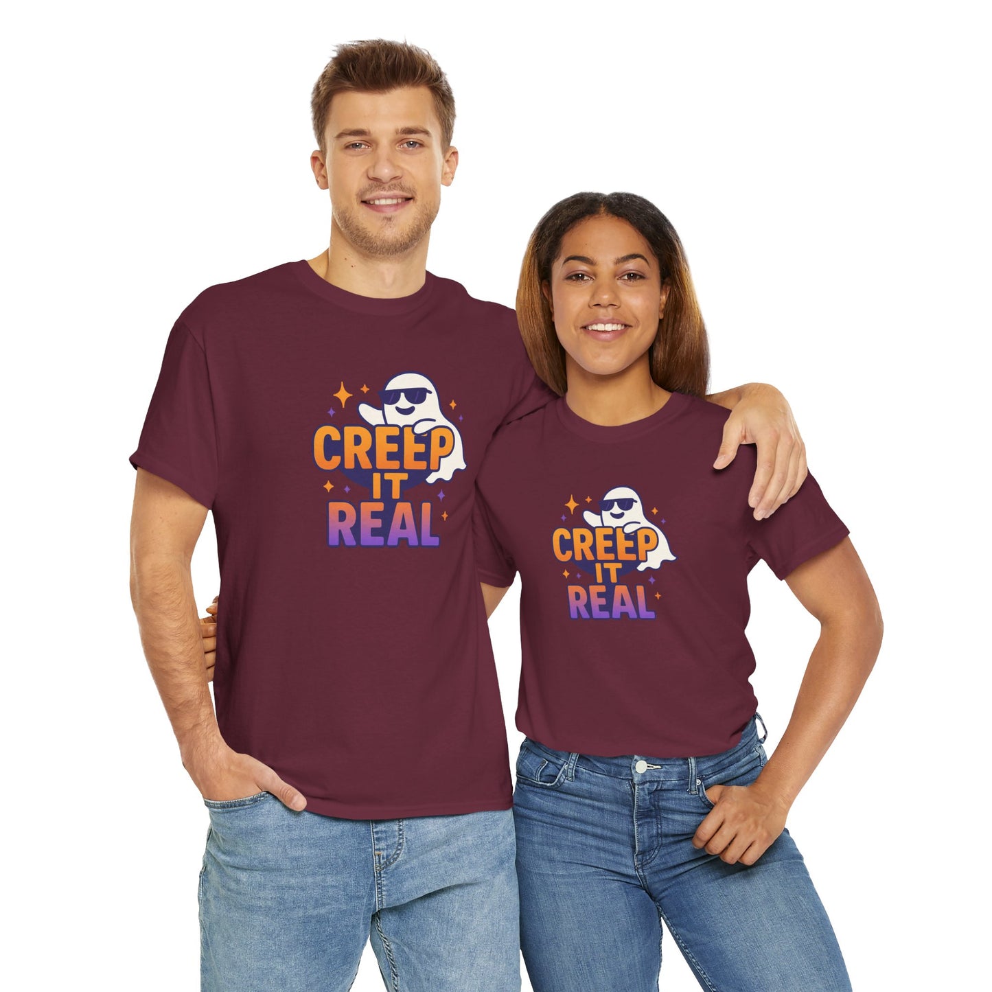 "Creep It Real" Halloween Humor Unisex Graphic Shirt, Ghost Lover Gift, Spooky Season Apparel, Funny Halloween T-Shirt