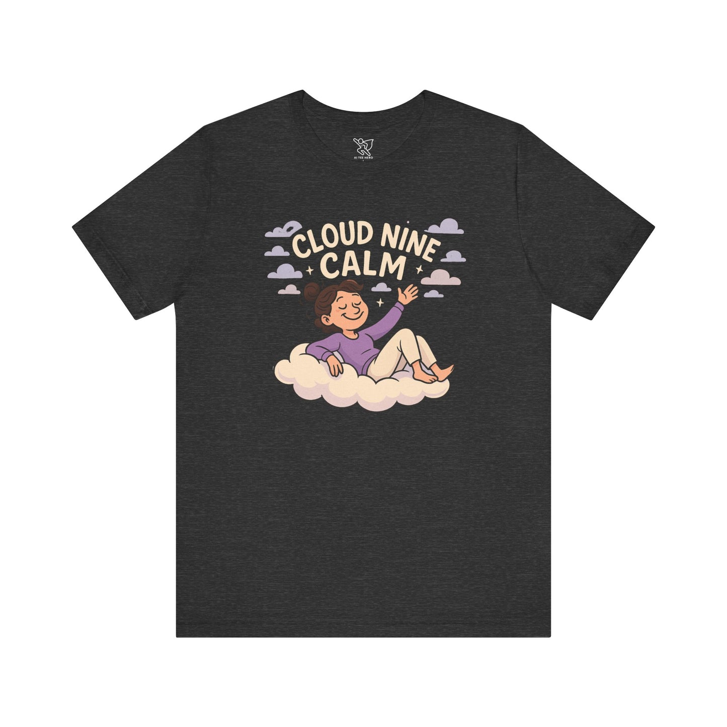 "Cloud Nine Calm" Relaxed Unisex Jersey Short Sleeve T-Shirt, Gift for Mindfulness, Cozy Fashion, Casual Wear, Relaxation Outfit CW-2 Lilac