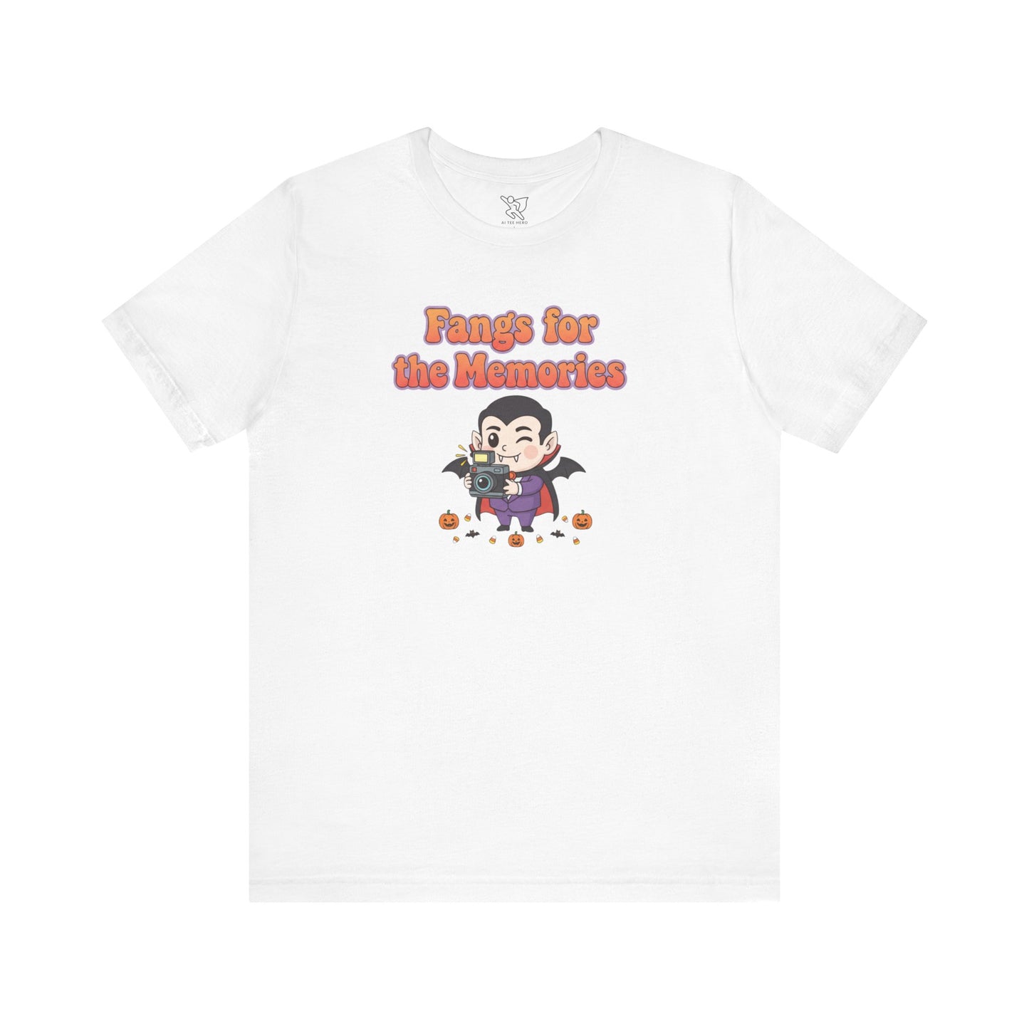 "Fangs for the Memories" Unisex Short Sleeve Shirt, Casual Halloween Outfit, Gift for Spooky Season, Halloween Shirt