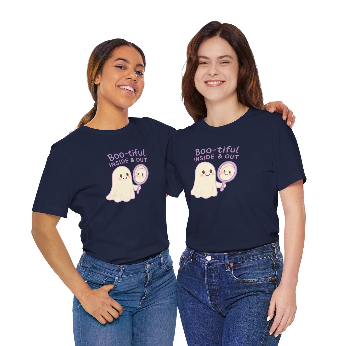 "Boo-tiful Inside Out" Ghost Tee, Cute Halloween Shirt, Unisex Short Sleeve T-Shirt, Fall Apparel, Spooky Vibes, Gift for Halloween Lovers