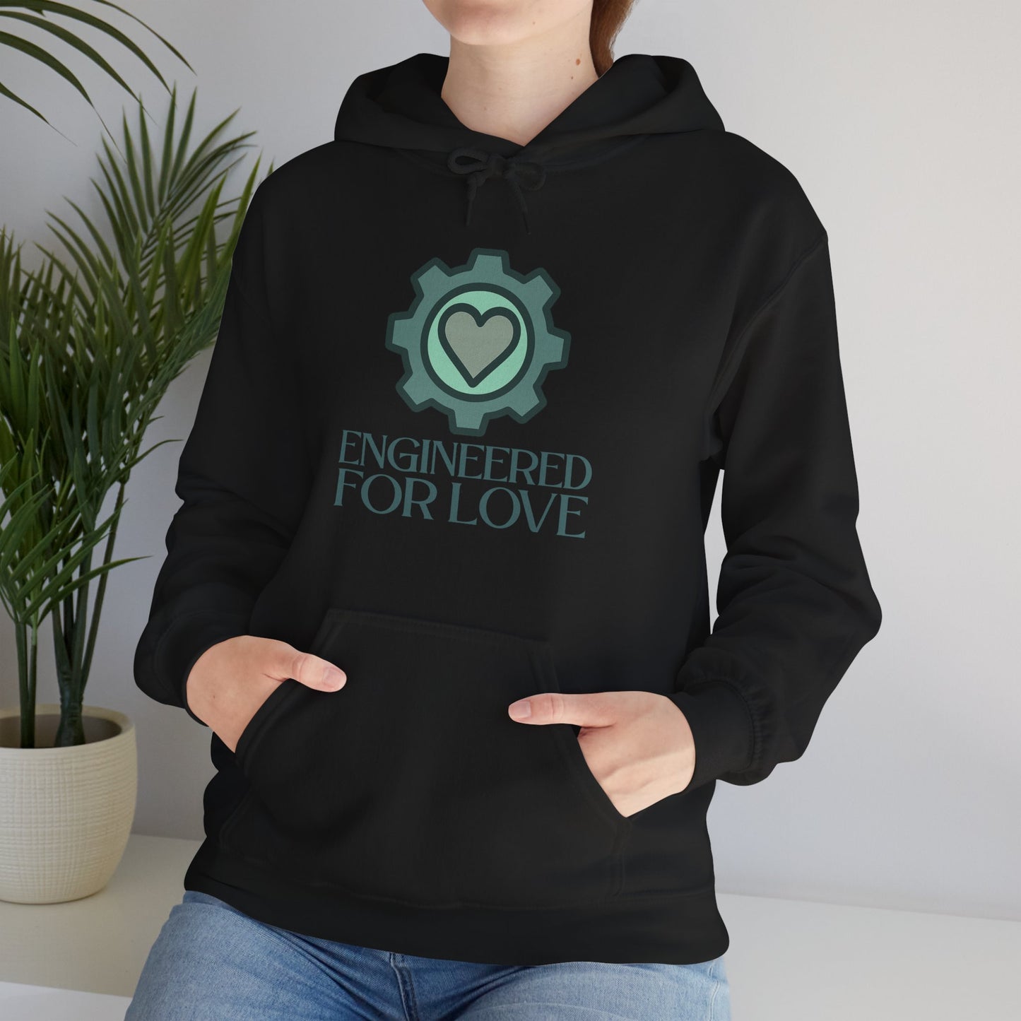 "Engineered for Love" Hoodie Cozy Unisex Sweatshirt, Perfect Gift for Engineers, Valentine's Day, Casual Wear, Birthday Present CW-1 Teal