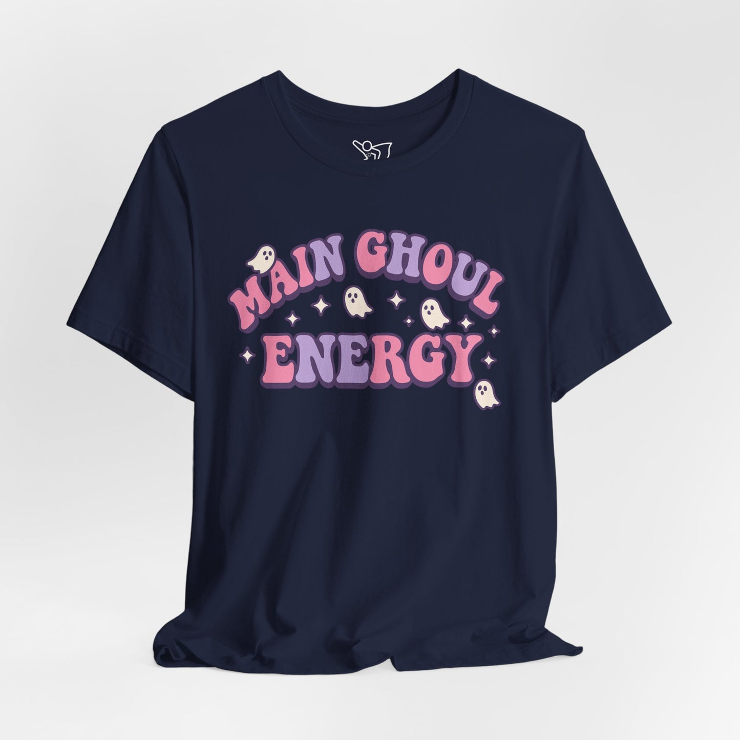 "Main Ghoul Energy" Unisex Short Sleeve T-Shirt, Halloween Party Shirt, Cute Graphic Tee, Gift for Ghost Lovers, Trendy Casual Wear