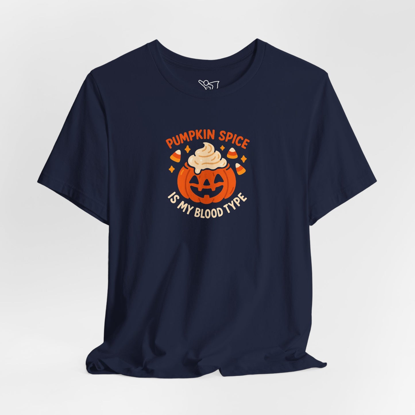 "Pumpkin Spice is My Blood Type" Short Sleeve Tee Fall Fashion, Halloween Shirt, Coffee Lover Gift, Autumn Wardrobe, Seasonal Tee
