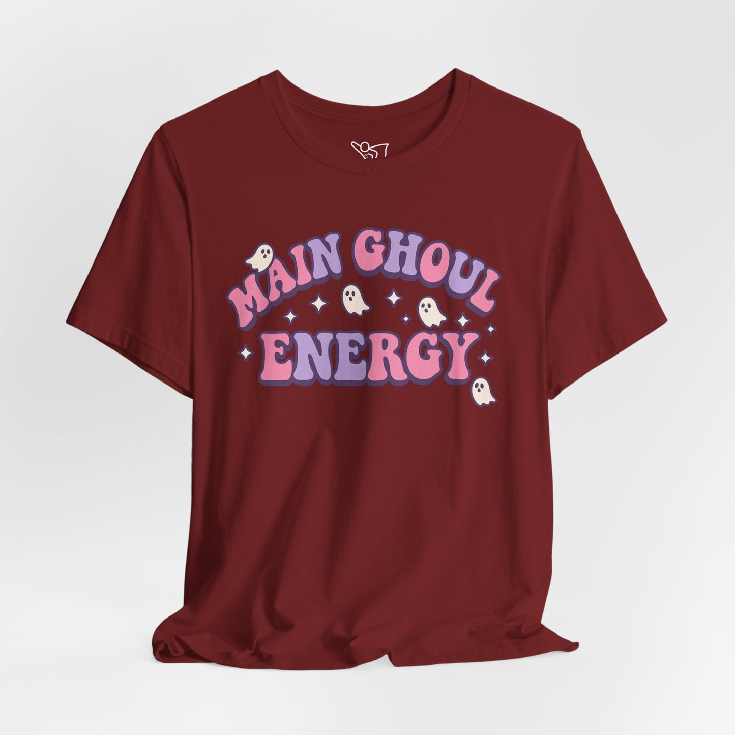 "Main Ghoul Energy" Unisex Short Sleeve T-Shirt, Halloween Party Shirt, Cute Graphic Tee, Gift for Ghost Lovers, Trendy Casual Wear