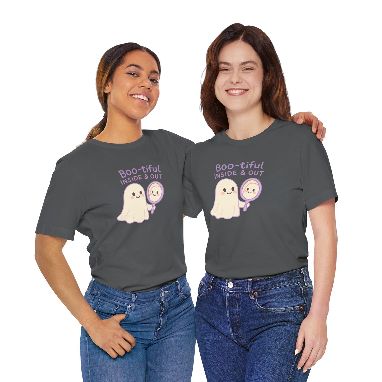 "Boo-tiful Inside Out" Ghost Tee, Cute Halloween Shirt, Unisex Short Sleeve T-Shirt, Fall Apparel, Spooky Vibes, Gift for Halloween Lovers