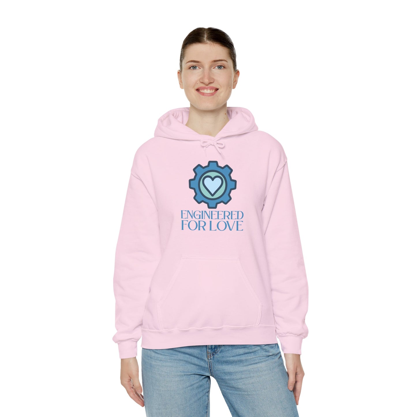 "Engineered for Love" Hoodie Cozy Unisex Sweatshirt, Perfect Gift for Engineers, Valentine's Day, Casual Wear, Birthday Present CW-2 Blue