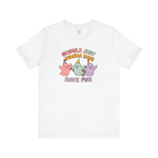 "Ghouls Just Wanna Have Fun" T-Shirt for Halloween, Unisex Graphic Shirt, Cute Ghosts Tee, Casual Wear, Gift for Friends