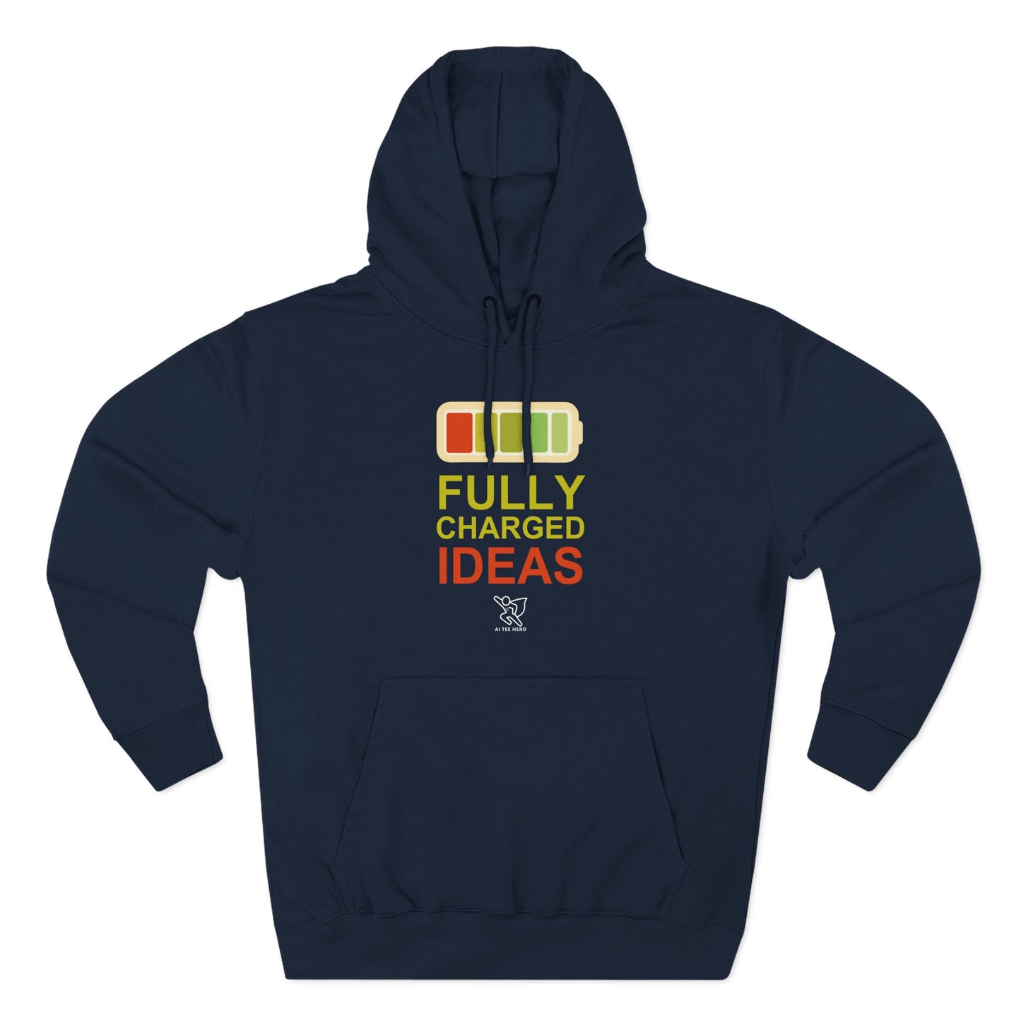 "Fully Charged Ideas" Motivational Fleece Sweatshirt, Cozy Gift for Creatives, Perfect for Inspiration, Fun Wear for All Occasions
