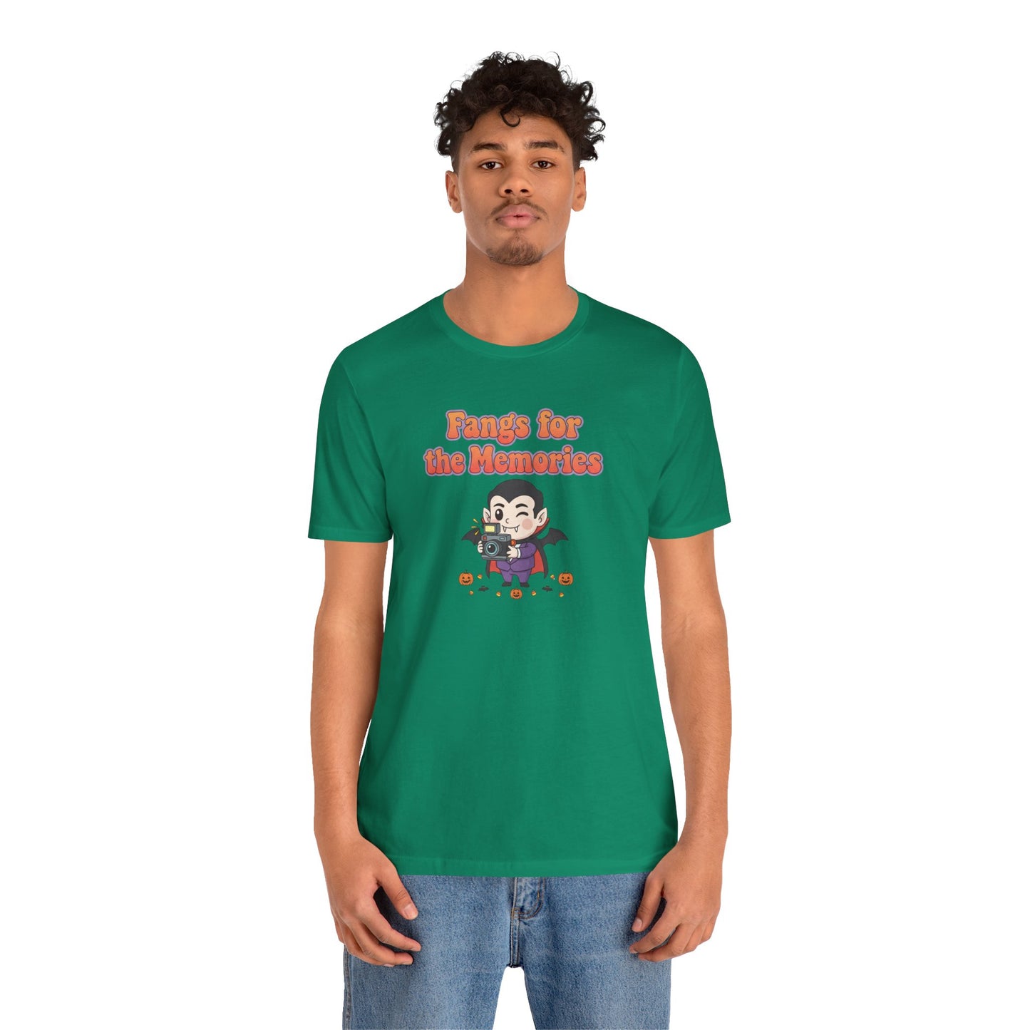 "Fangs for the Memories" Unisex Short Sleeve Shirt, Casual Halloween Outfit, Gift for Spooky Season, Halloween Shirt