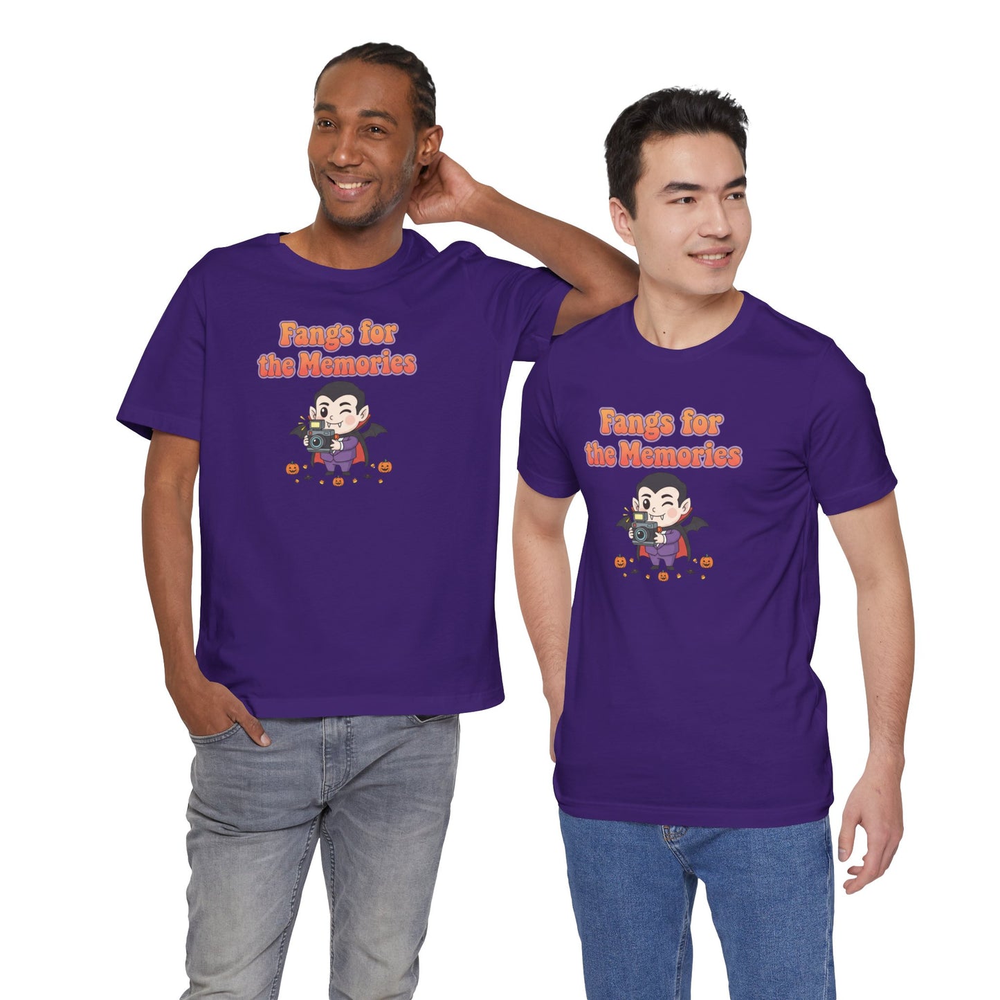 "Fangs for the Memories" Unisex Short Sleeve Shirt, Casual Halloween Outfit, Gift for Spooky Season, Halloween Shirt