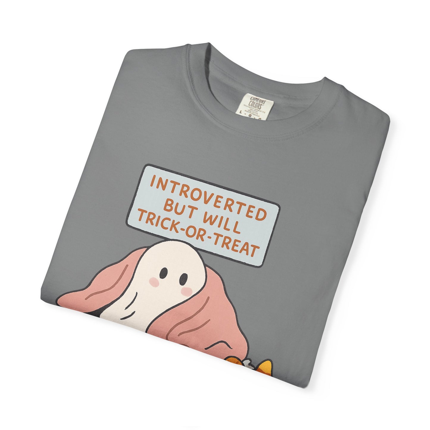 "Introverted But Will Trick or Treat" Unisex Halloween Tee, Funny Trick-or-Treat Shirt, Spooky Season Apparel, Gift for Introverts