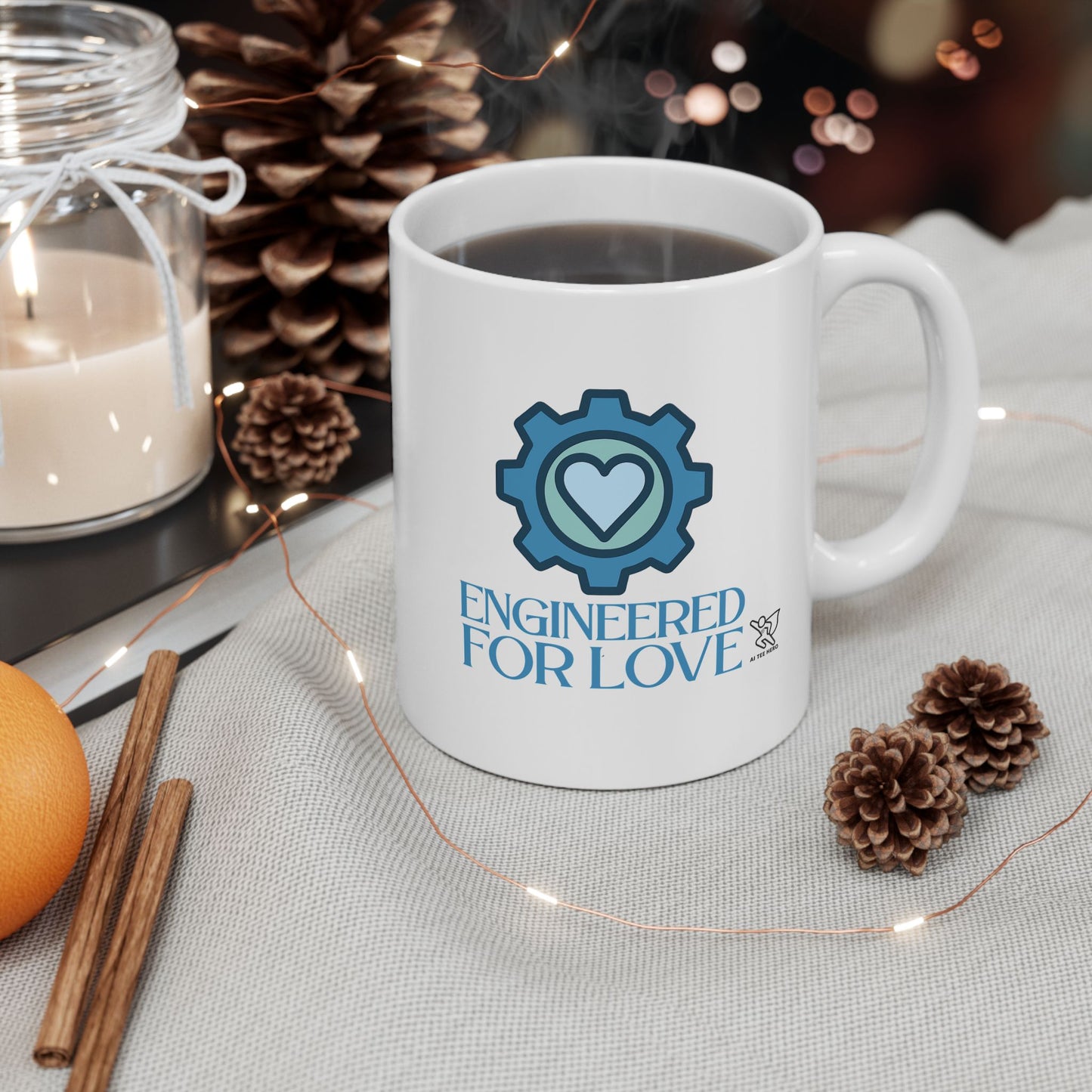 "Engineered for Love" Ceramic Mug - Coffee Lover's Gift, Personalized Drinkware, Customized Latte Cup, Unique Holiday Present, Tea [...]