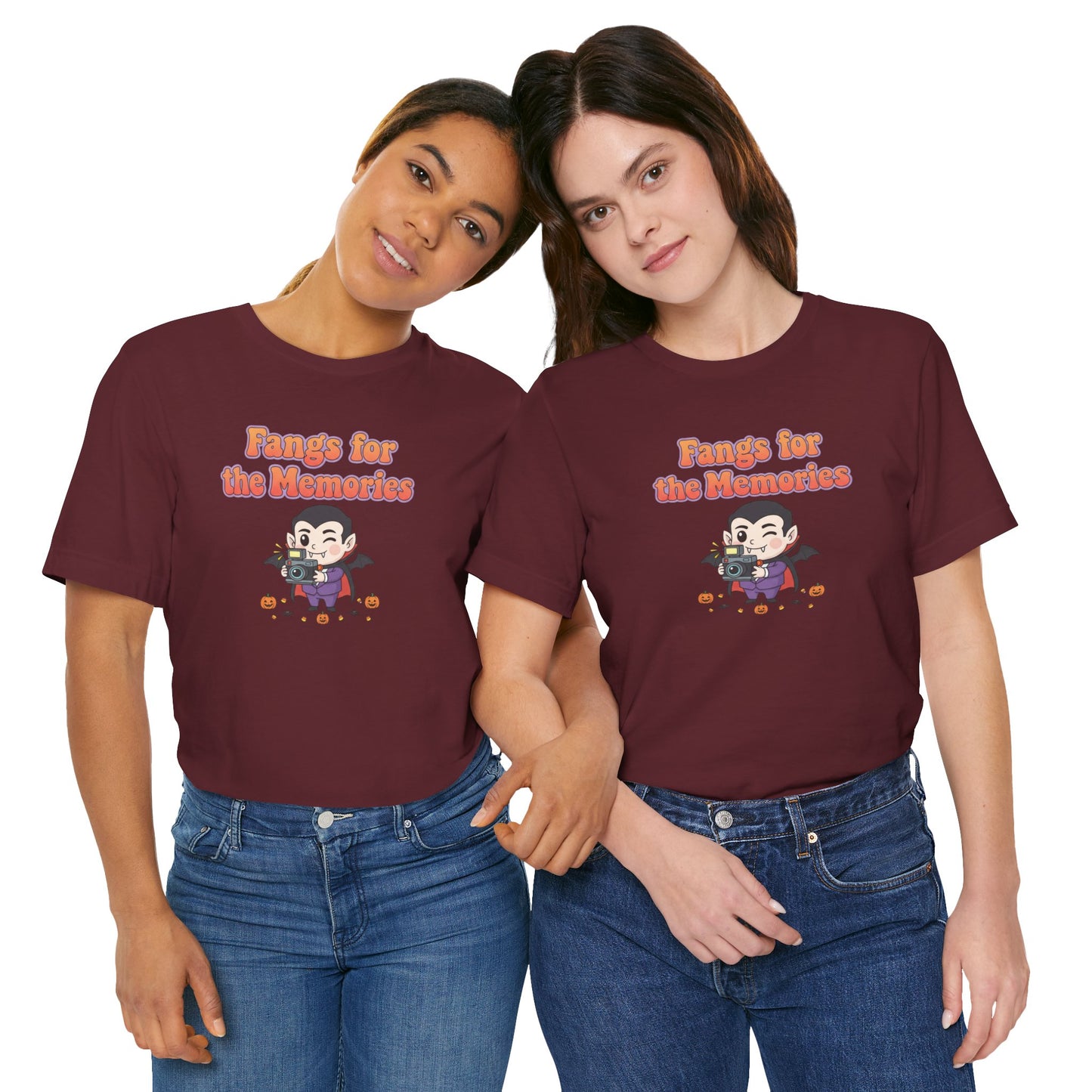 "Fangs for the Memories" Unisex Short Sleeve Shirt, Casual Halloween Outfit, Gift for Spooky Season, Halloween Shirt