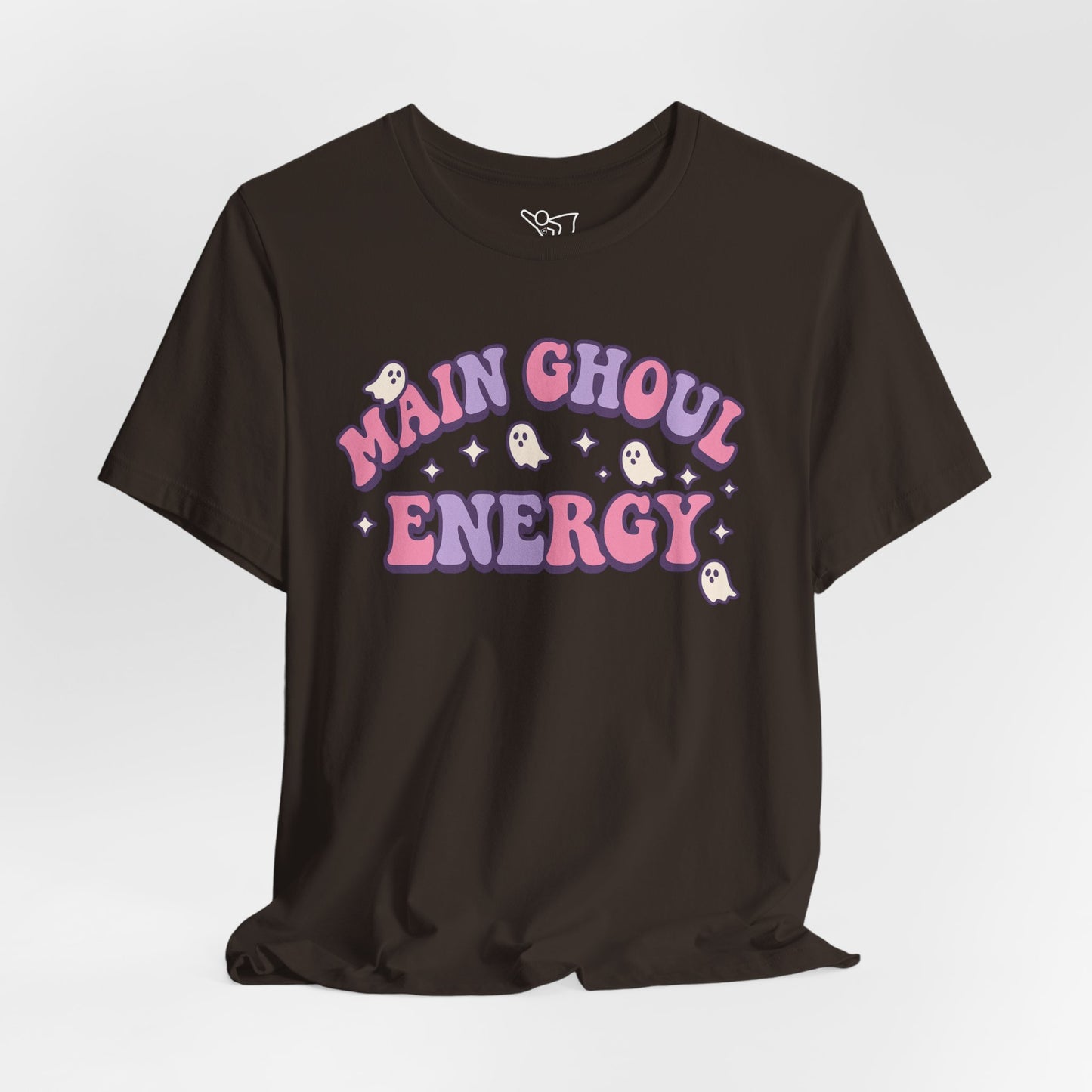 "Main Ghoul Energy" Unisex Short Sleeve T-Shirt, Halloween Party Shirt, Cute Graphic Tee, Gift for Ghost Lovers, Trendy Casual Wear