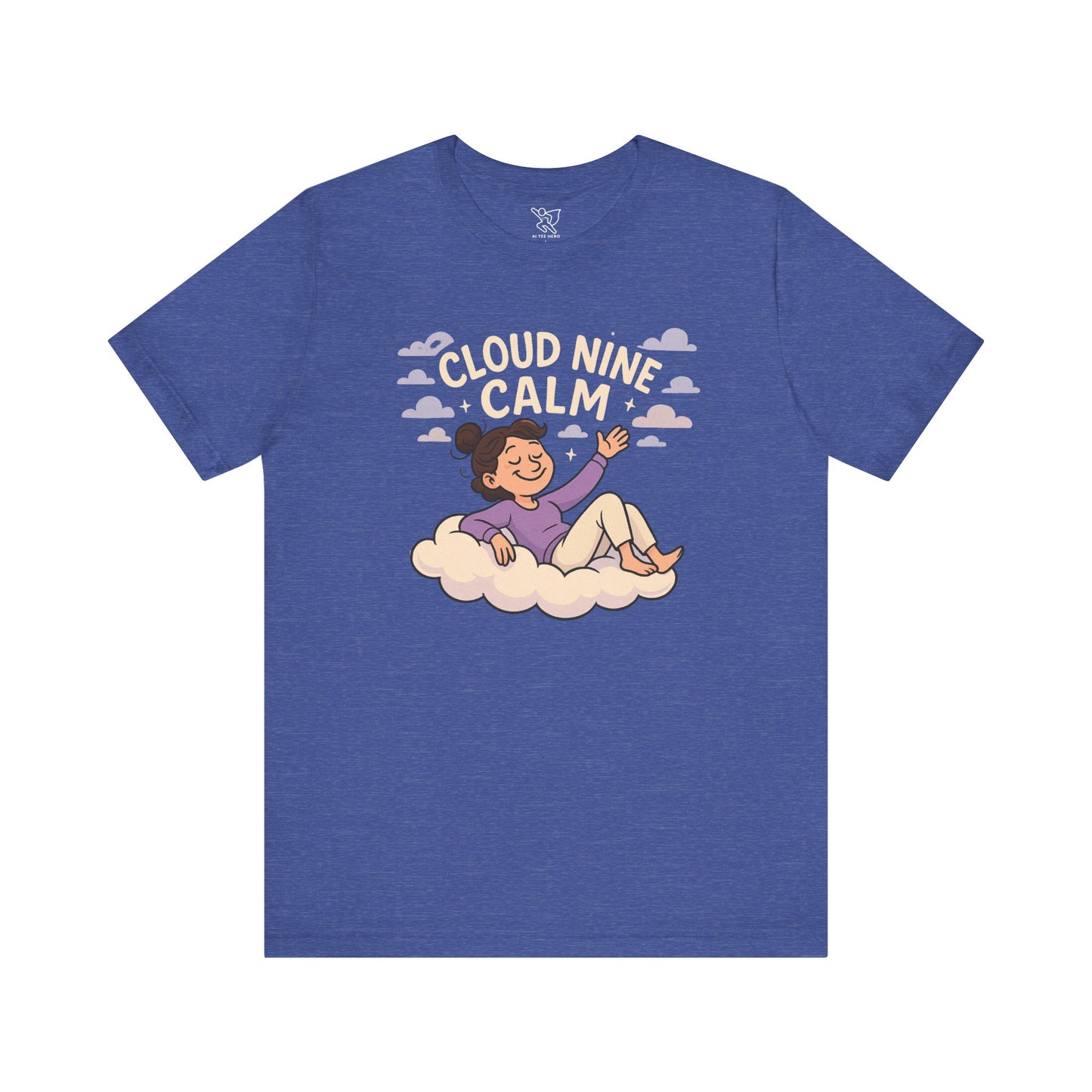 "Cloud Nine Calm" Relaxed Unisex Jersey Short Sleeve T-Shirt, Gift for Mindfulness, Cozy Fashion, Casual Wear, Relaxation Outfit CW-2 Lilac