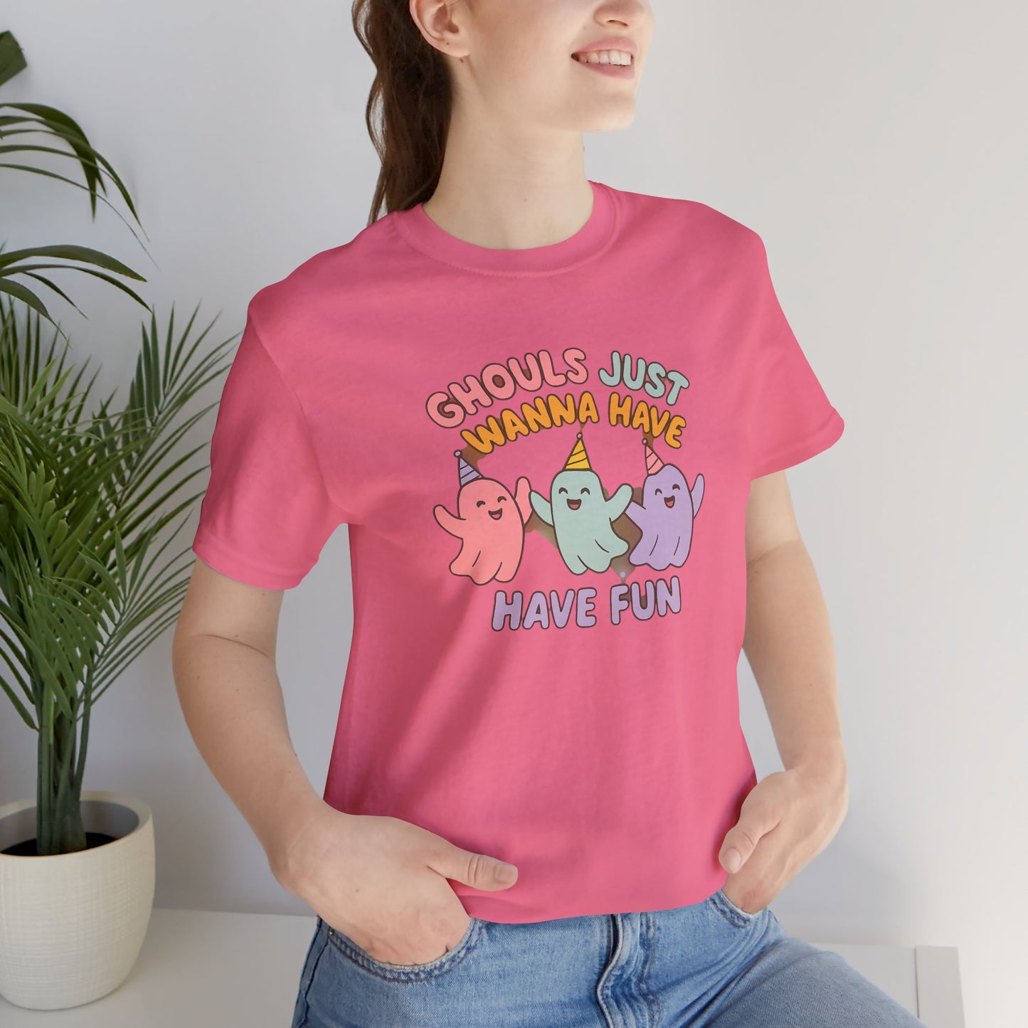 "Ghouls Just Wanna Have Fun" T-Shirt for Halloween, Unisex Graphic Shirt, Cute Ghosts Tee, Casual Wear, Gift for Friends