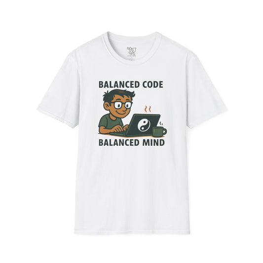 "Balanced Code, Balanced Mind" Gift for Programmers, Meditation Shirt, Balanced Mind Apparel, Unisex Coding Tee