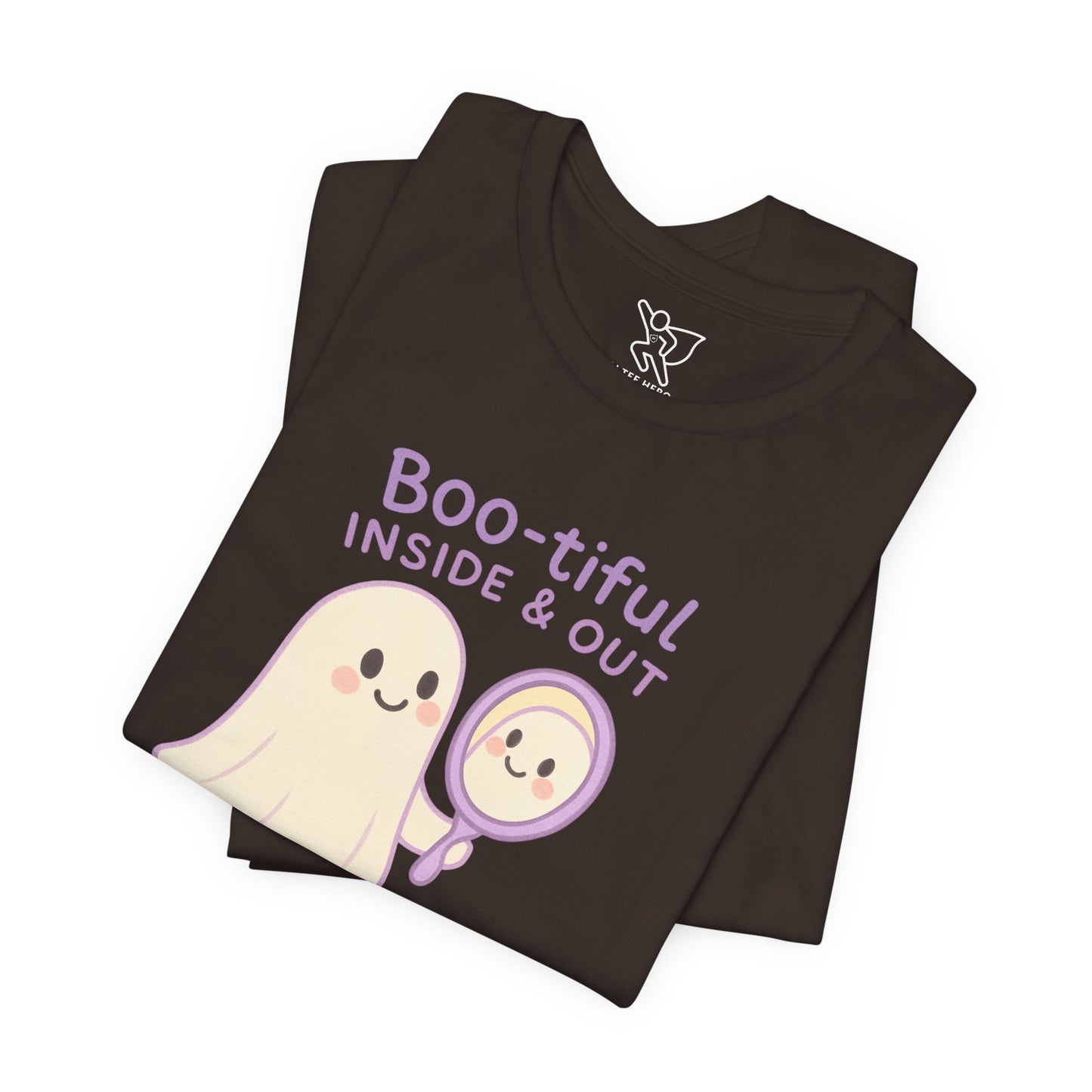 "Boo-tiful Inside Out" Ghost Tee, Cute Halloween Shirt, Unisex Short Sleeve T-Shirt, Fall Apparel, Spooky Vibes, Gift for Halloween Lovers