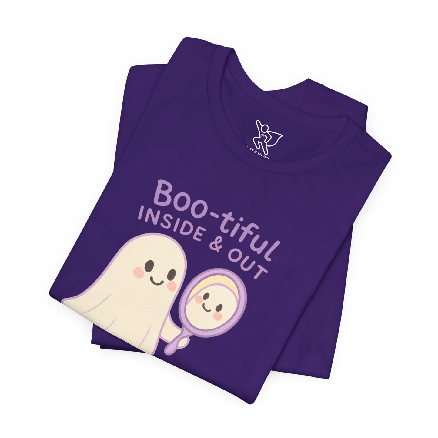 "Boo-tiful Inside Out" Ghost Tee, Cute Halloween Shirt, Unisex Short Sleeve T-Shirt, Fall Apparel, Spooky Vibes, Gift for Halloween Lovers