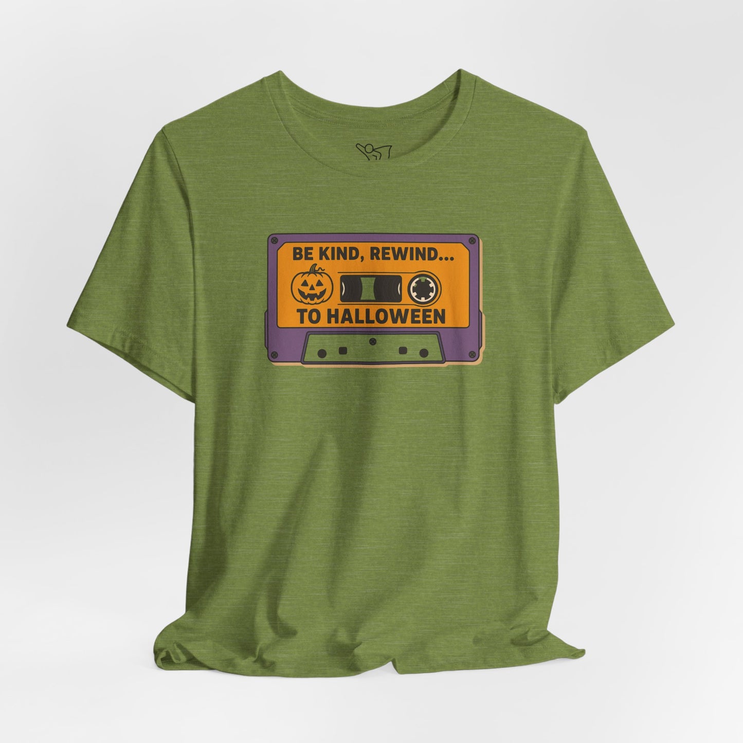 "Be Kind, Rewind to Halloween" T-Shirt, Unisex Casual Wear, Spooky Season Top, Vintage Style Shirt