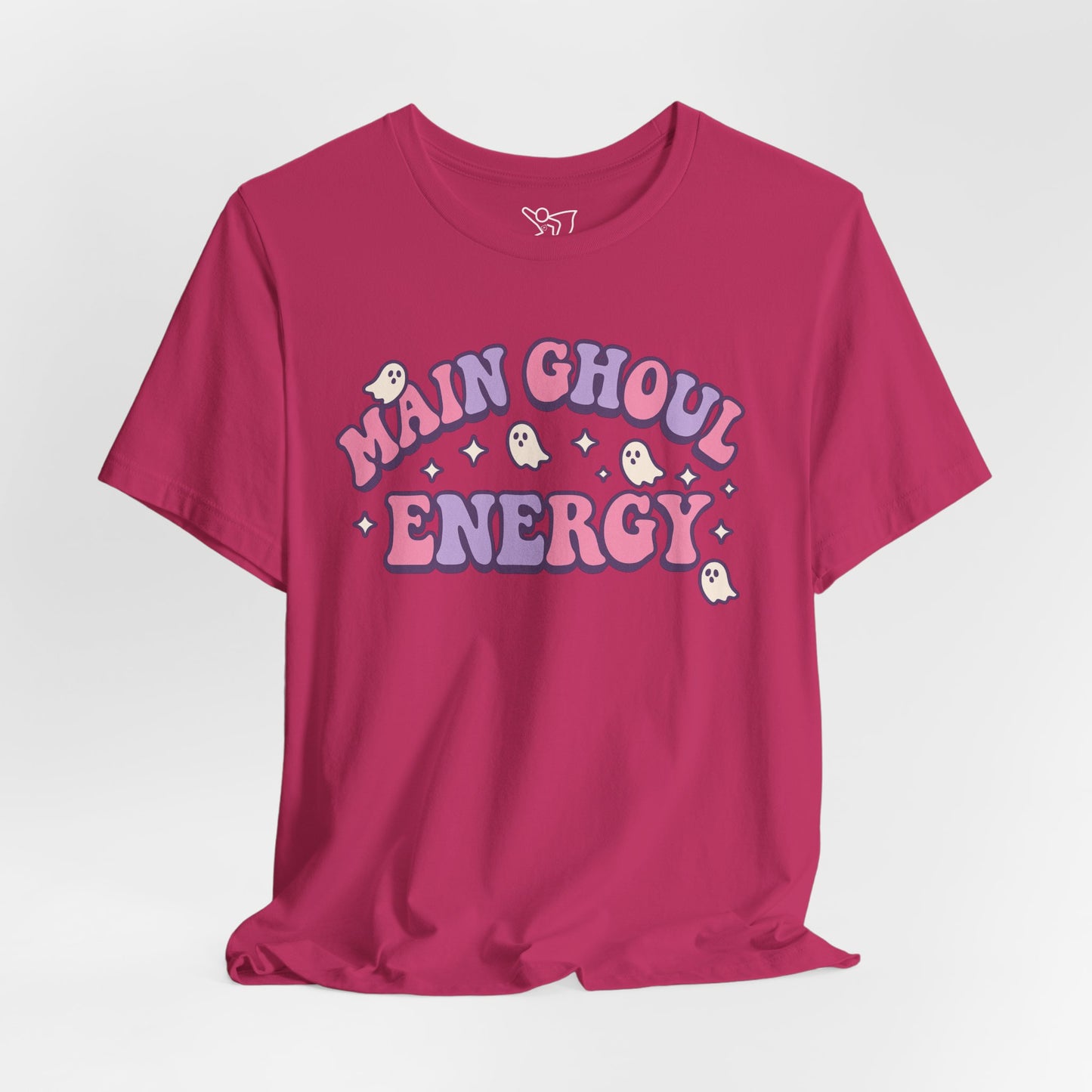 "Main Ghoul Energy" Unisex Short Sleeve T-Shirt, Halloween Party Shirt, Cute Graphic Tee, Gift for Ghost Lovers, Trendy Casual Wear