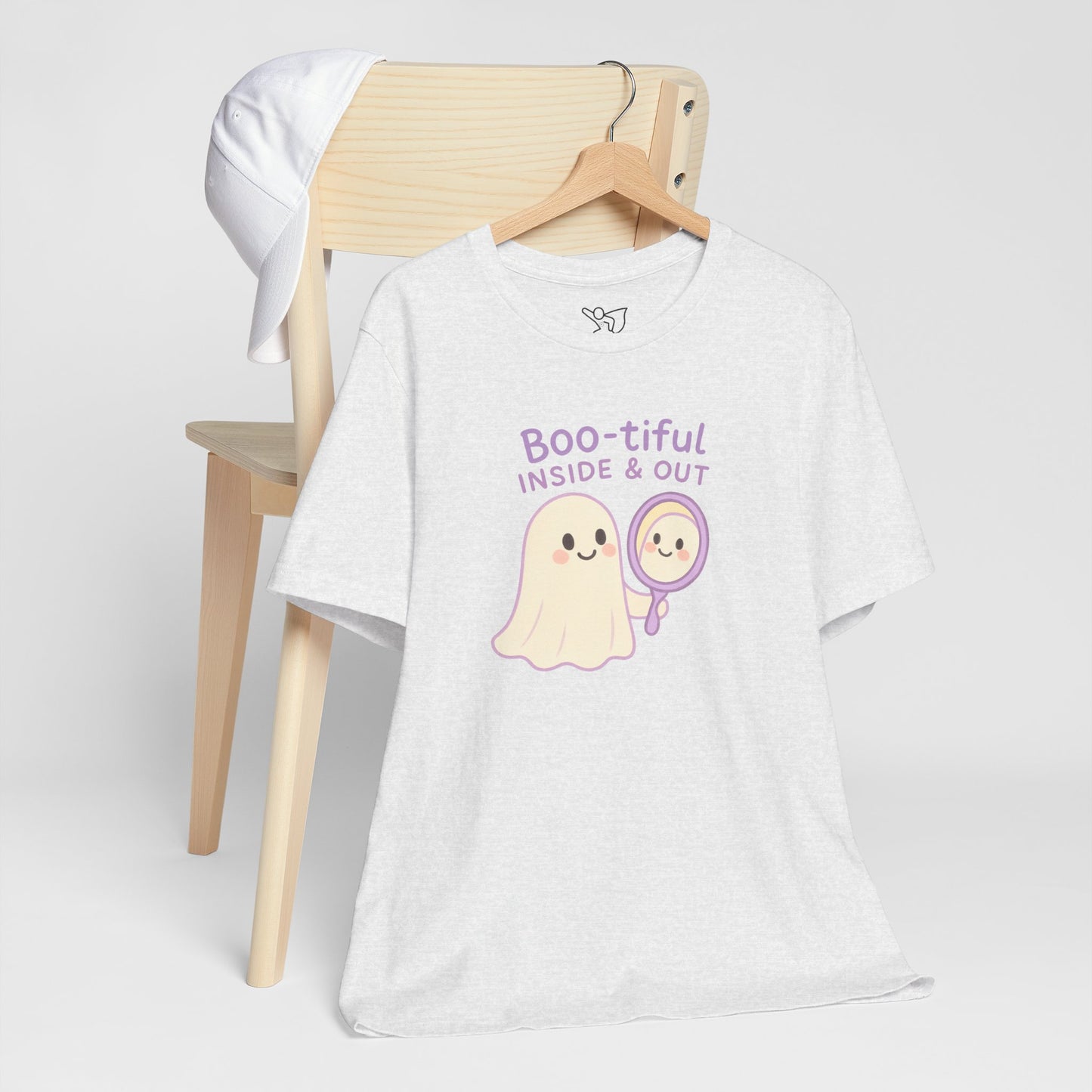 "Boo-tiful Inside Out" Ghost Tee, Cute Halloween Shirt, Unisex Short Sleeve T-Shirt, Fall Apparel, Spooky Vibes, Gift for Halloween Lovers