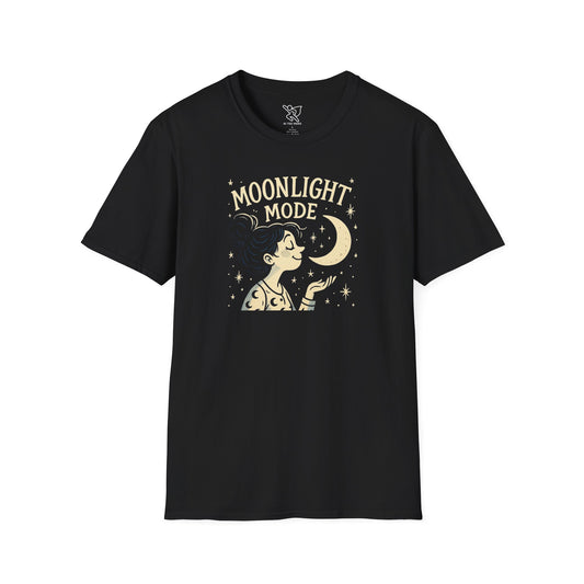"Moonlight Mode" Unisex T-Shirt - Softstyle, Celestial Apparel, Gift for Dreamers, Astrology Lovers, Casual Wear