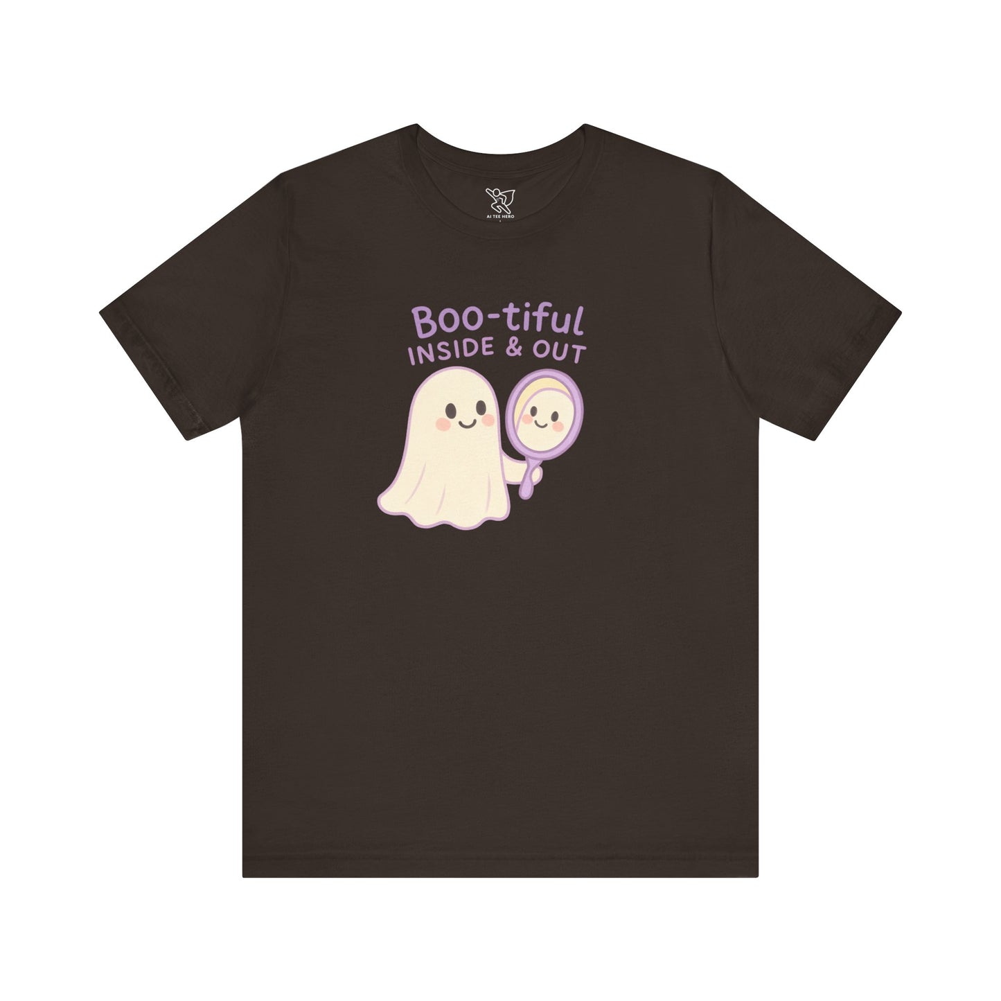 "Boo-tiful Inside Out" Ghost Tee, Cute Halloween Shirt, Unisex Short Sleeve T-Shirt, Fall Apparel, Spooky Vibes, Gift for Halloween Lovers