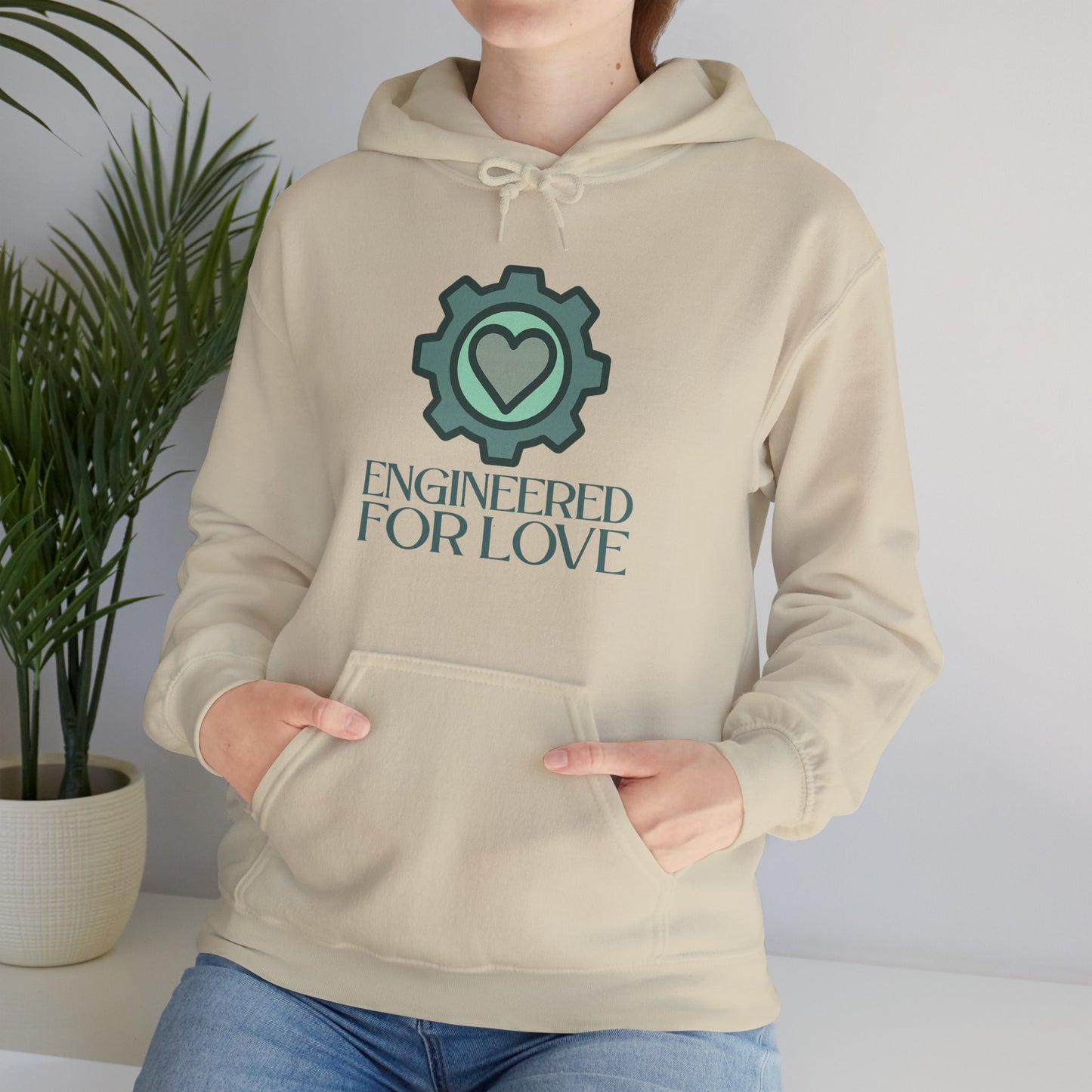 "Engineered for Love" Hoodie Cozy Unisex Sweatshirt, Perfect Gift for Engineers, Valentine's Day, Casual Wear, Birthday Present CW-1 Teal