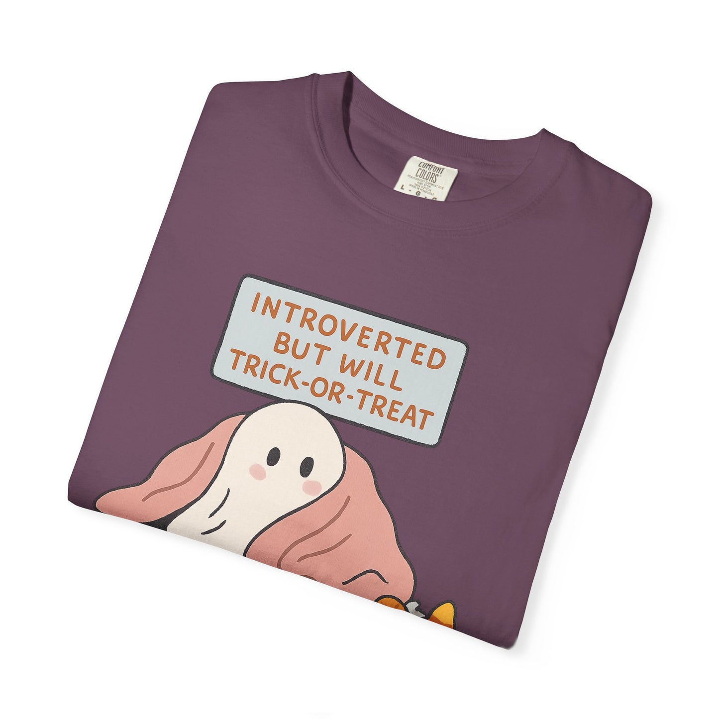 "Introverted But Will Trick or Treat" Unisex Halloween Tee, Funny Trick-or-Treat Shirt, Spooky Season Apparel, Gift for Introverts