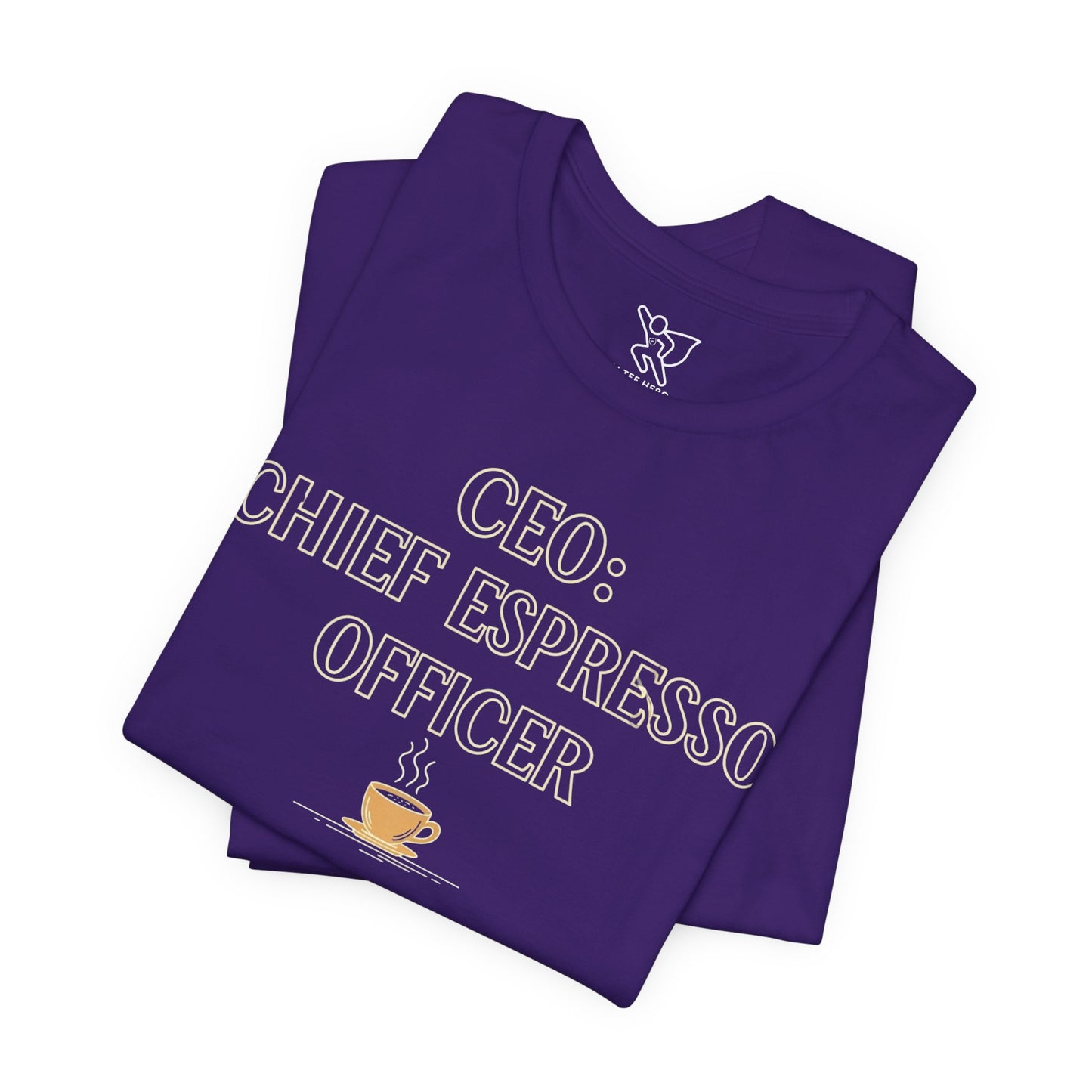 "CEO: Chief Espresso Officer" CW-1 Unisex Jersey T-Shirt for Baristas, Funny Coffee Shirt for Gifts, Perfect for Birthdays, Coffee Shop Outfits