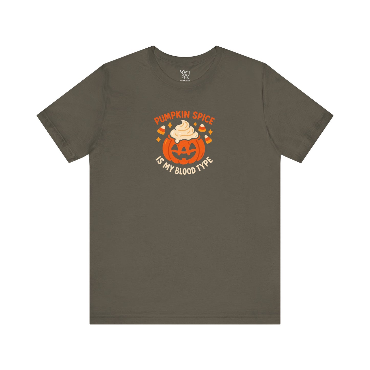 "Pumpkin Spice is My Blood Type" Short Sleeve Tee Fall Fashion, Halloween Shirt, Coffee Lover Gift, Autumn Wardrobe, Seasonal Tee