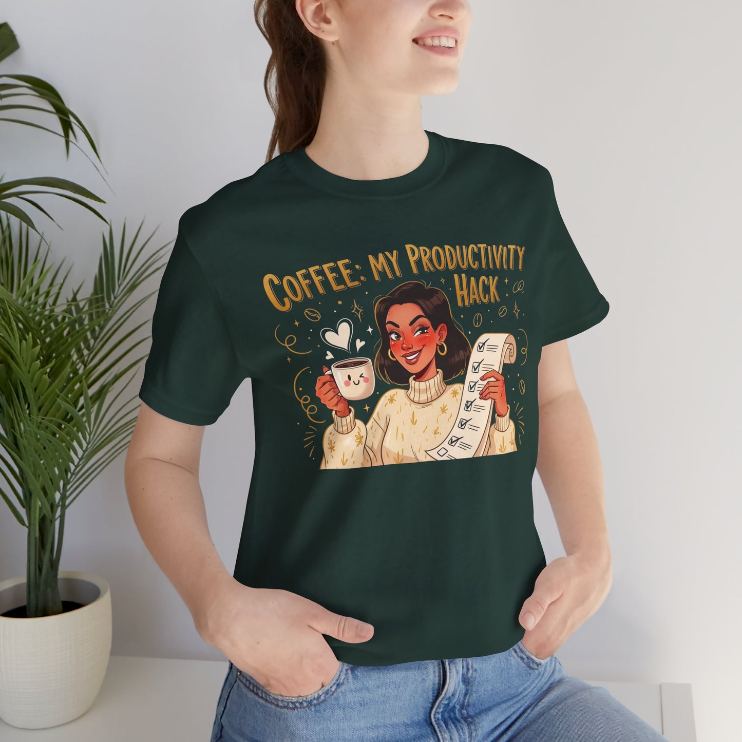 "Coffee: My Productivity Hack" Funny Tee, Gift for Coffee Lovers, Unisex Funny Shirt, Casual Wear, Quirky Gift Idea